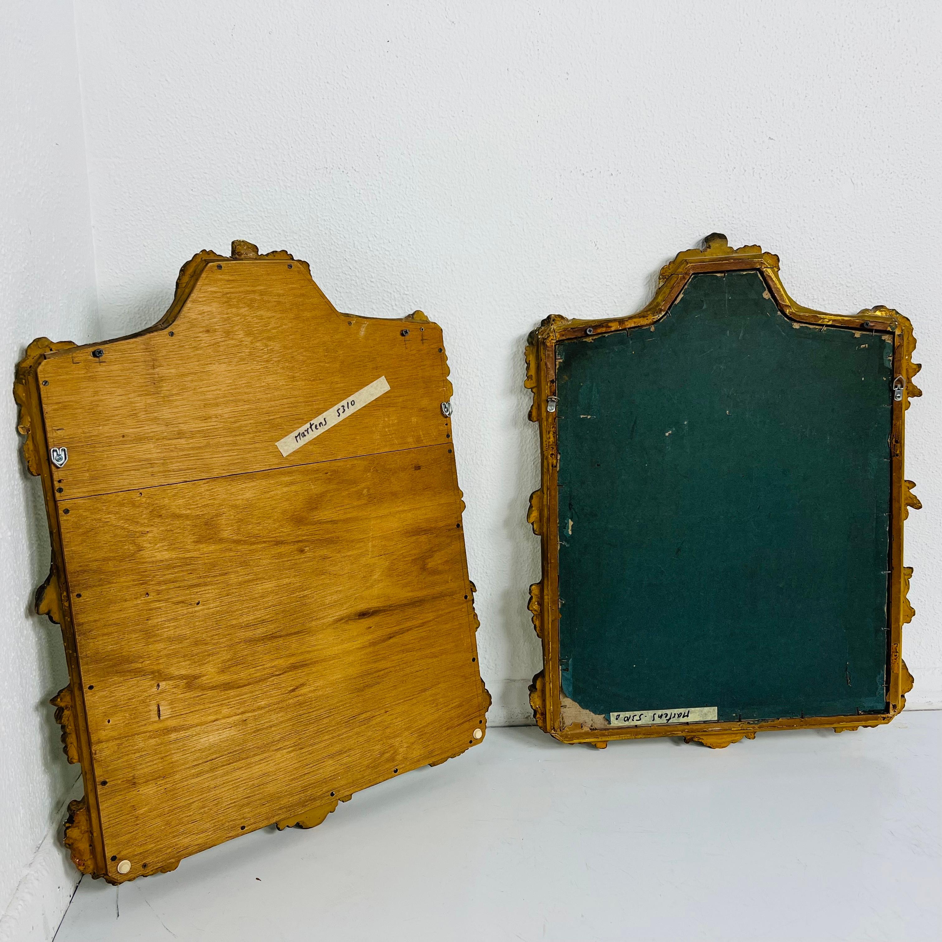 Pair of Ornate Gilded Plaster and Wood Wall Mirrors 9