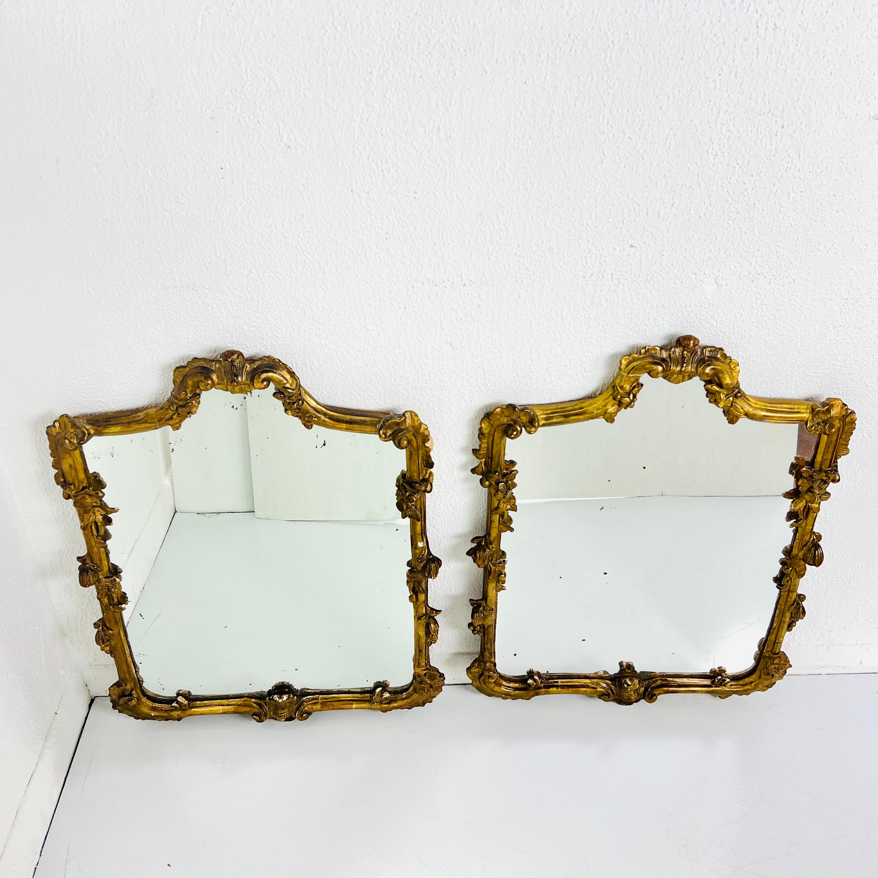 Pair of Ornate Gilded Plaster and Wood Wall Mirrors 10