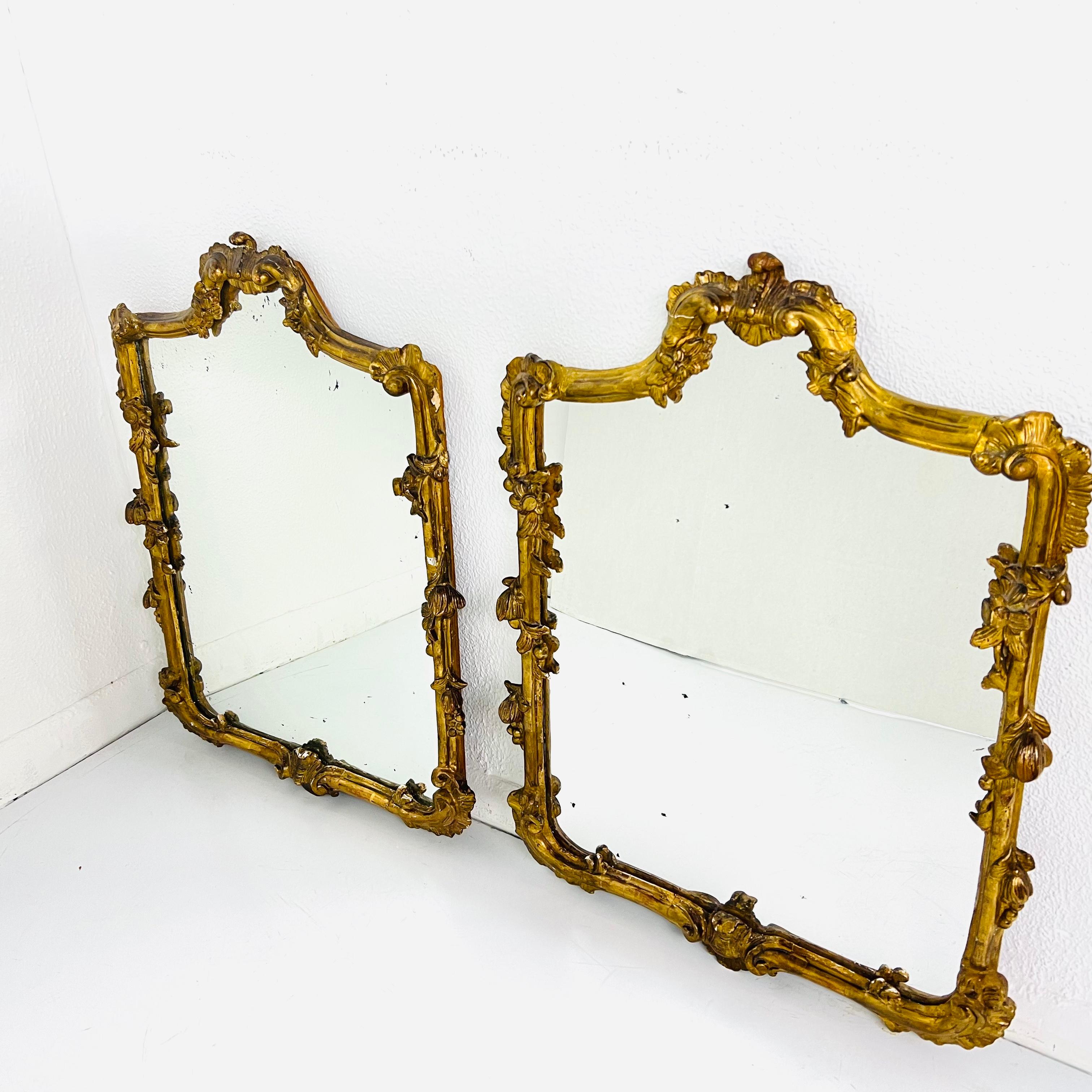 Regency Pair of Ornate Gilded Plaster and Wood Wall Mirrors