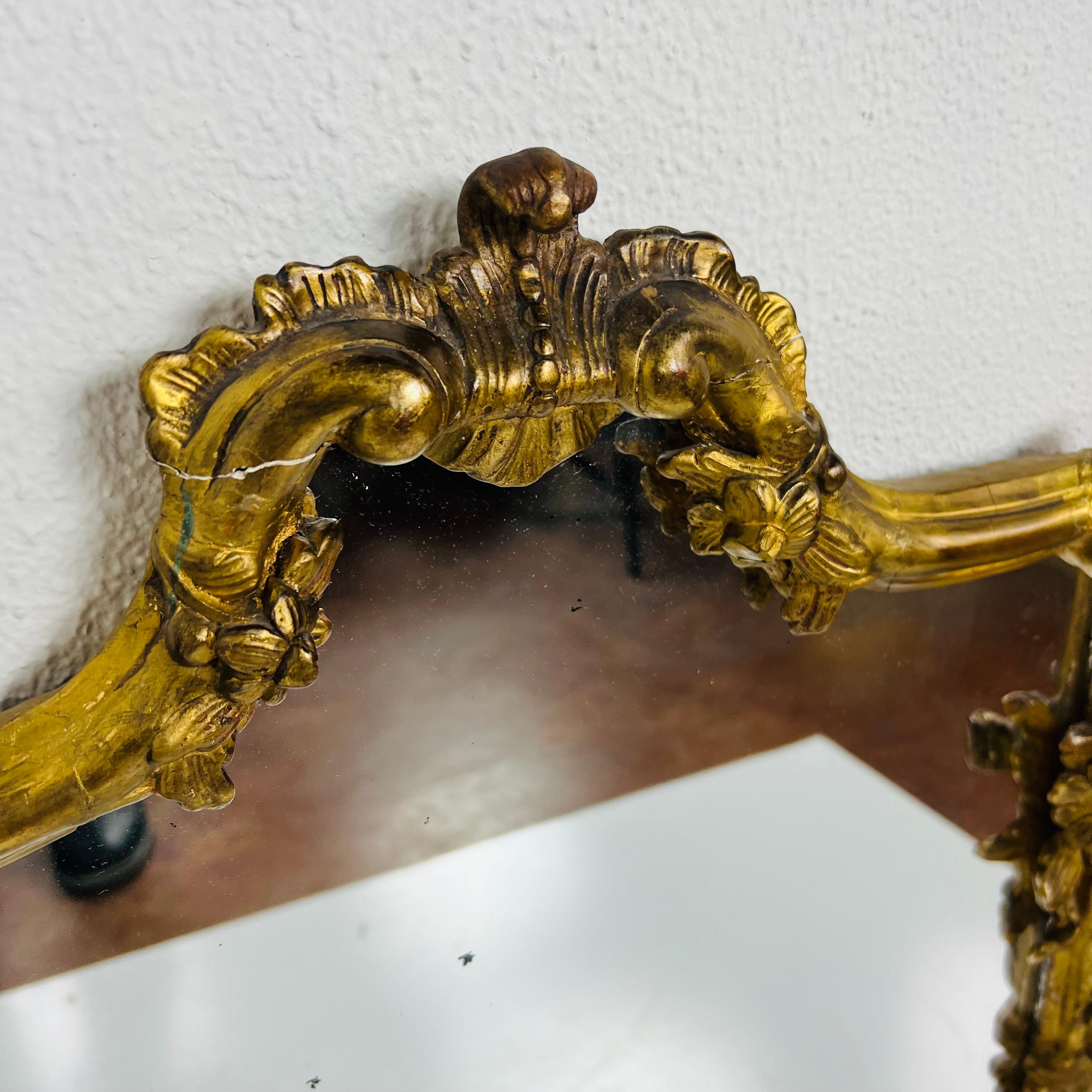 Pair of Ornate Gilded Plaster and Wood Wall Mirrors 2