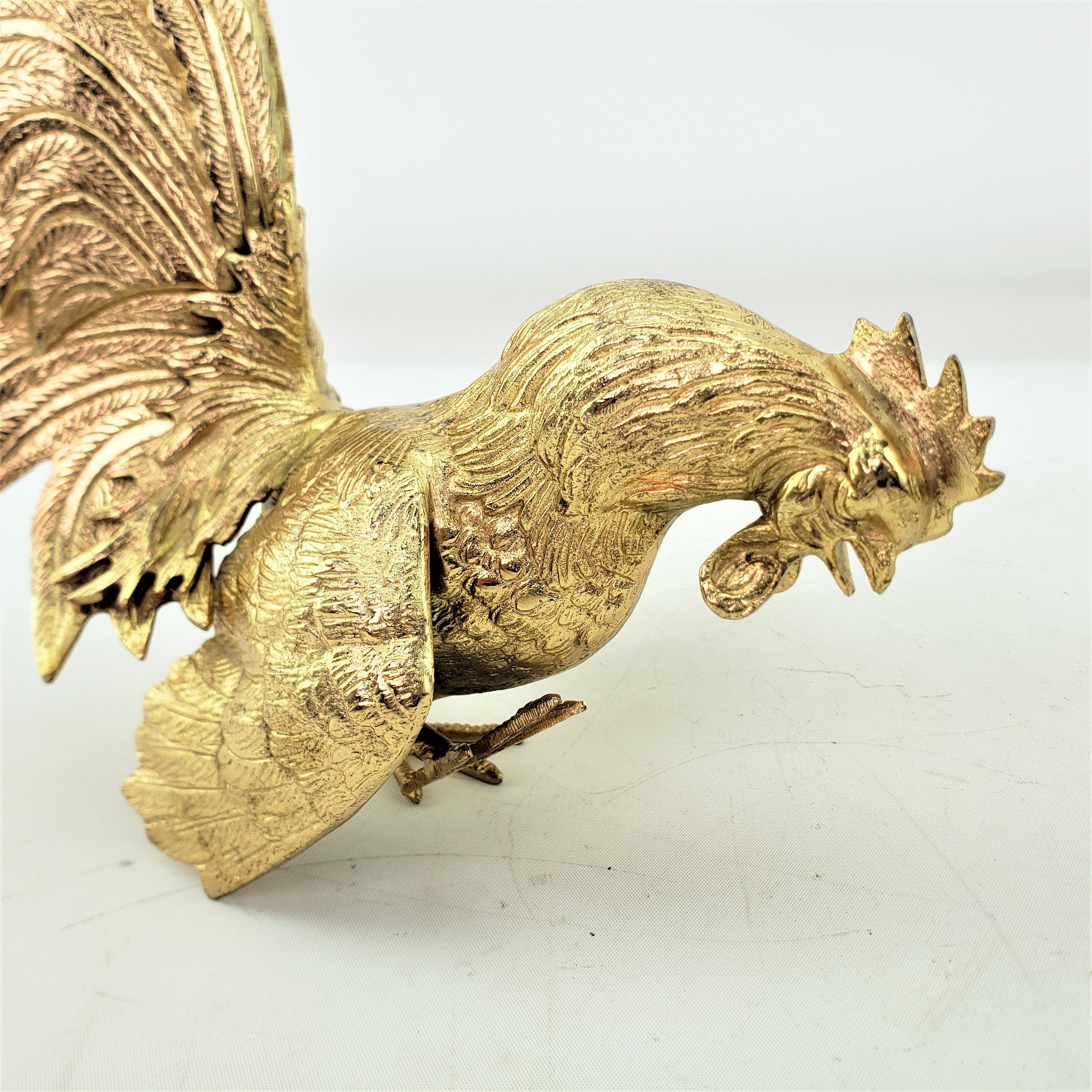 Pair of Ornate Gilt Finished Fighting Rooster or Cockerel Table Sculptures For Sale 2