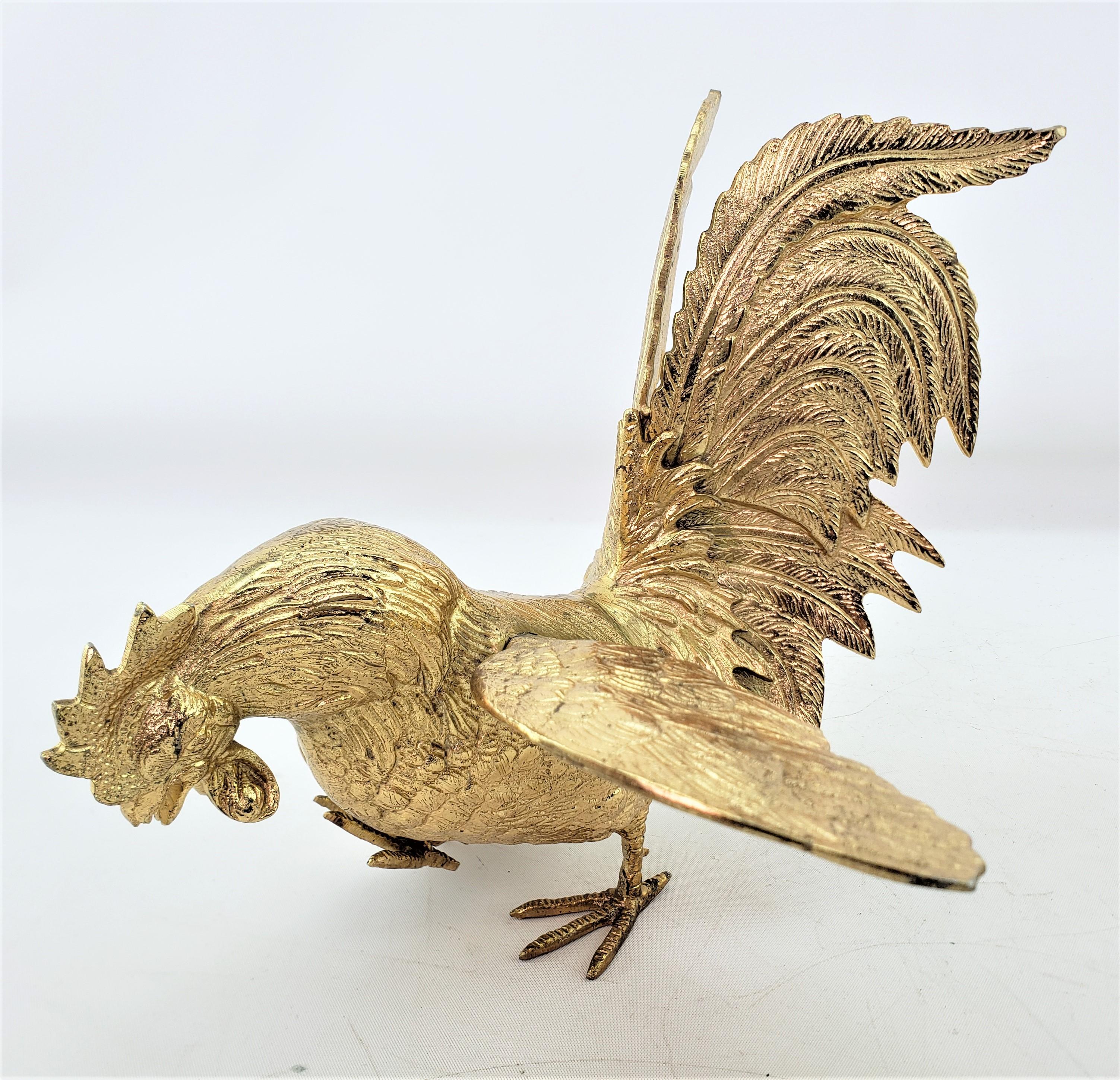 Pair of Ornate Gilt Finished Fighting Rooster or Cockerel Table Sculptures For Sale 3