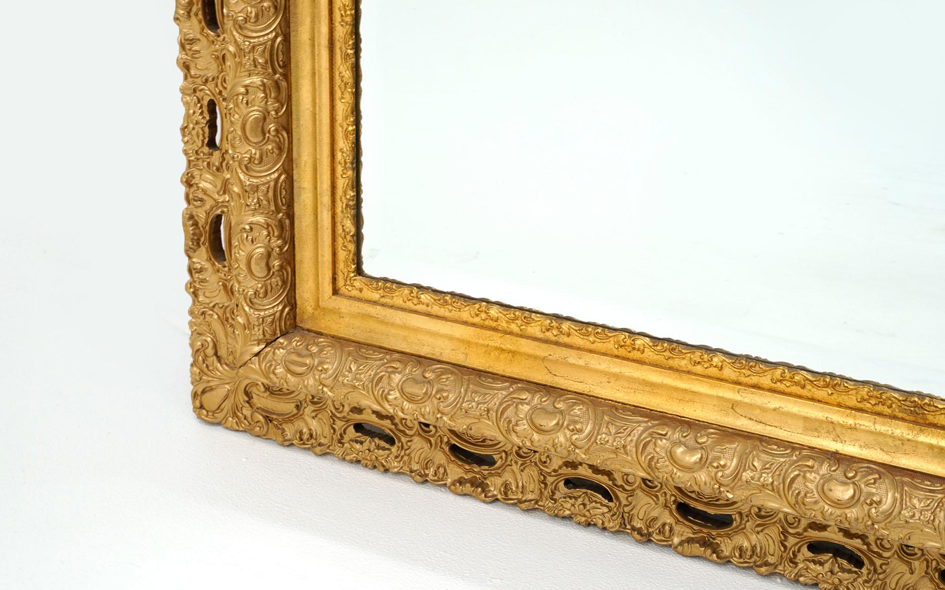 Italian Pair of Ornate Gold Giltwood Framed Mirrors For Sale