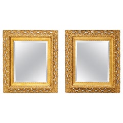 Vintage Pair of Ornate Gold Giltwood Framed Mirrors