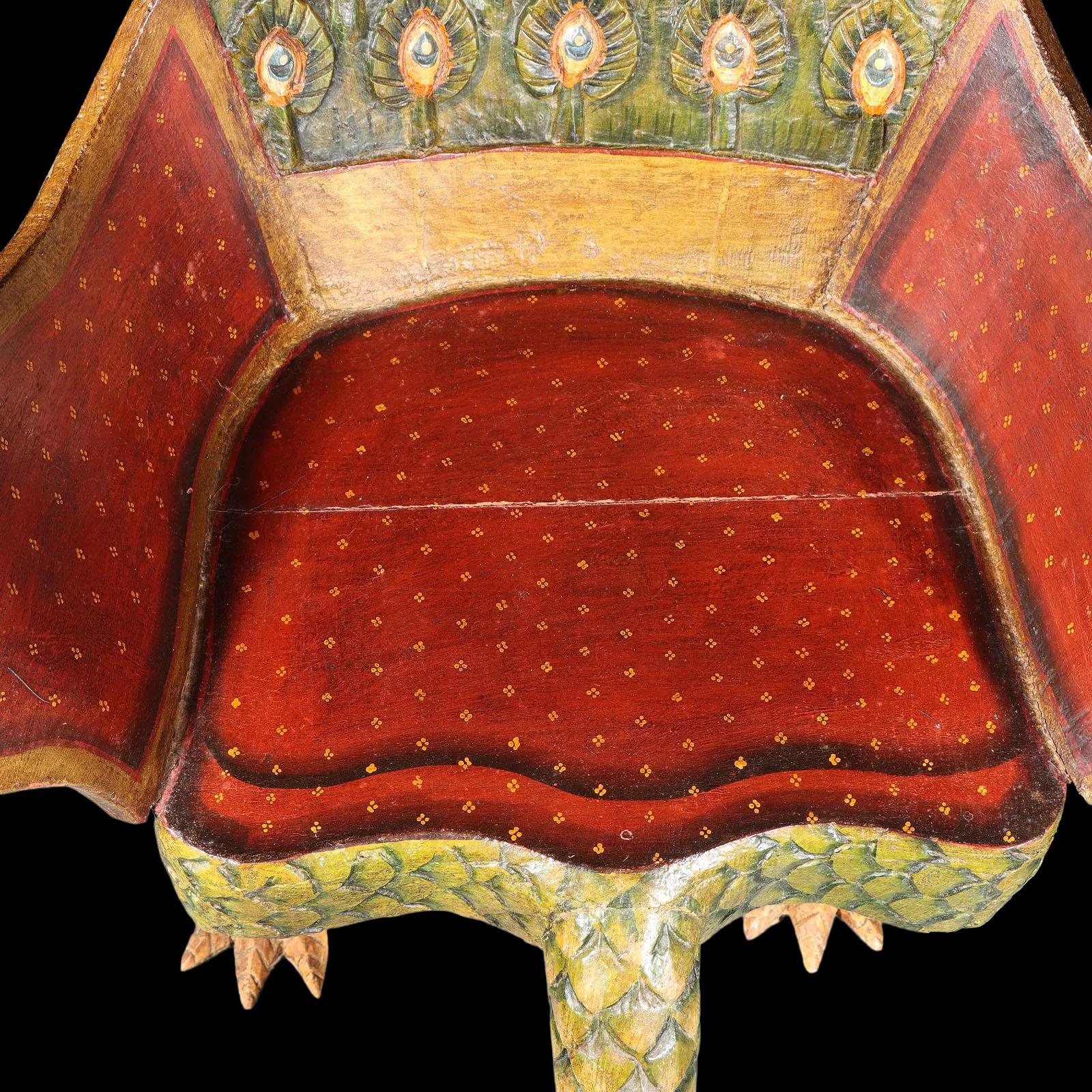 Pair of Ornate Hollywood Regency Polychrome Peacock Armchairs, Tony Duquette For Sale 2