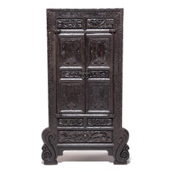 Pair of Ornate Chinese Lacquered Cabinets with Cabriole Legs, c. 1850