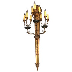 Pair of Ornate Nine-Light Candelabras Wall Sconces