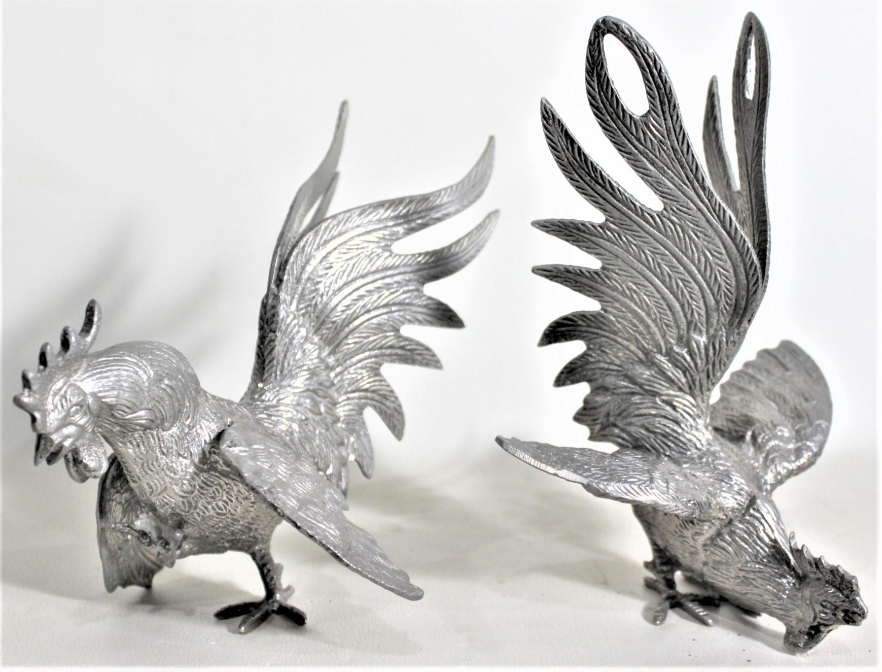 silver fighting roosters