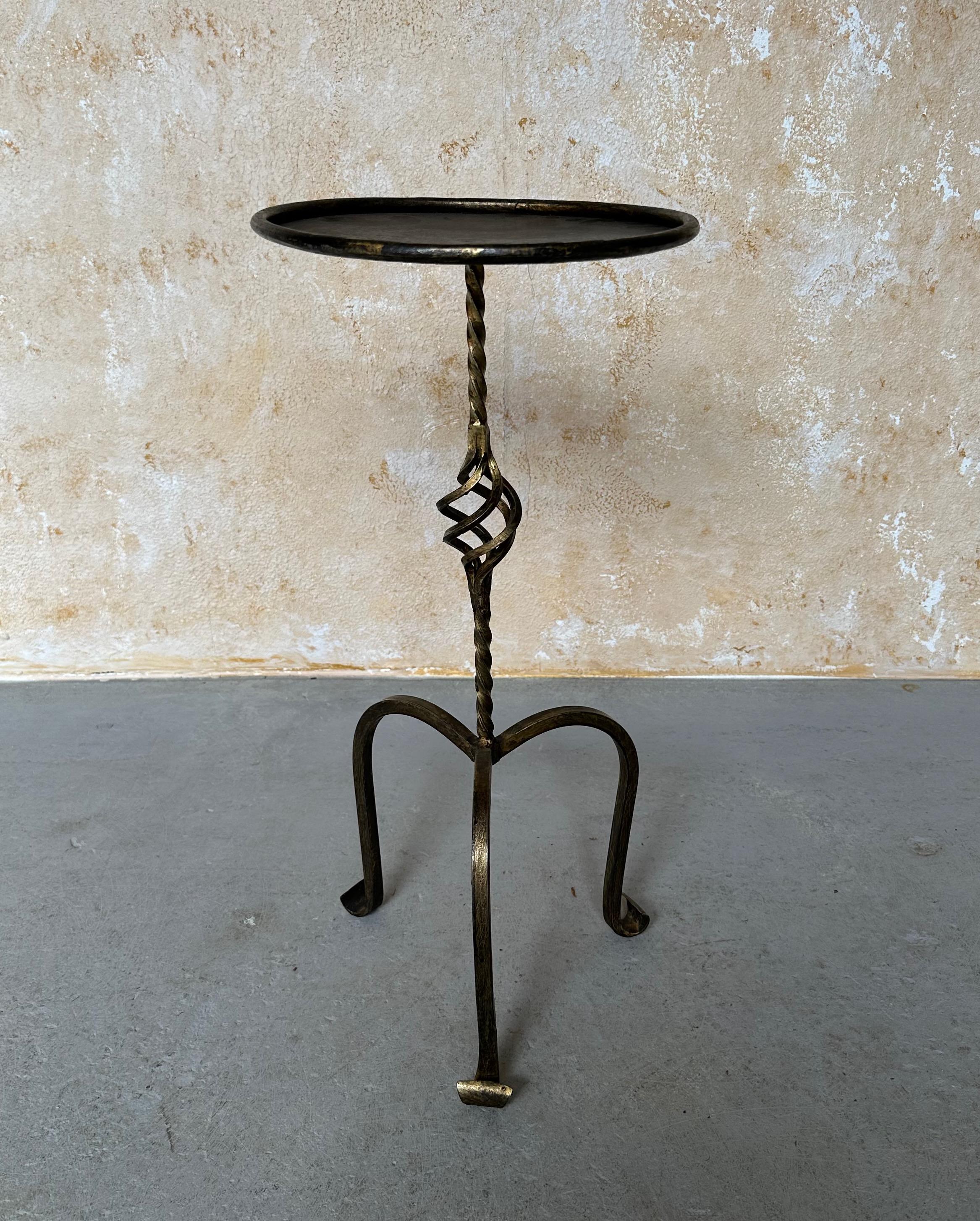 Contemporary Pair of Ornate Spanish Drinks Tables with Twisted Stems For Sale