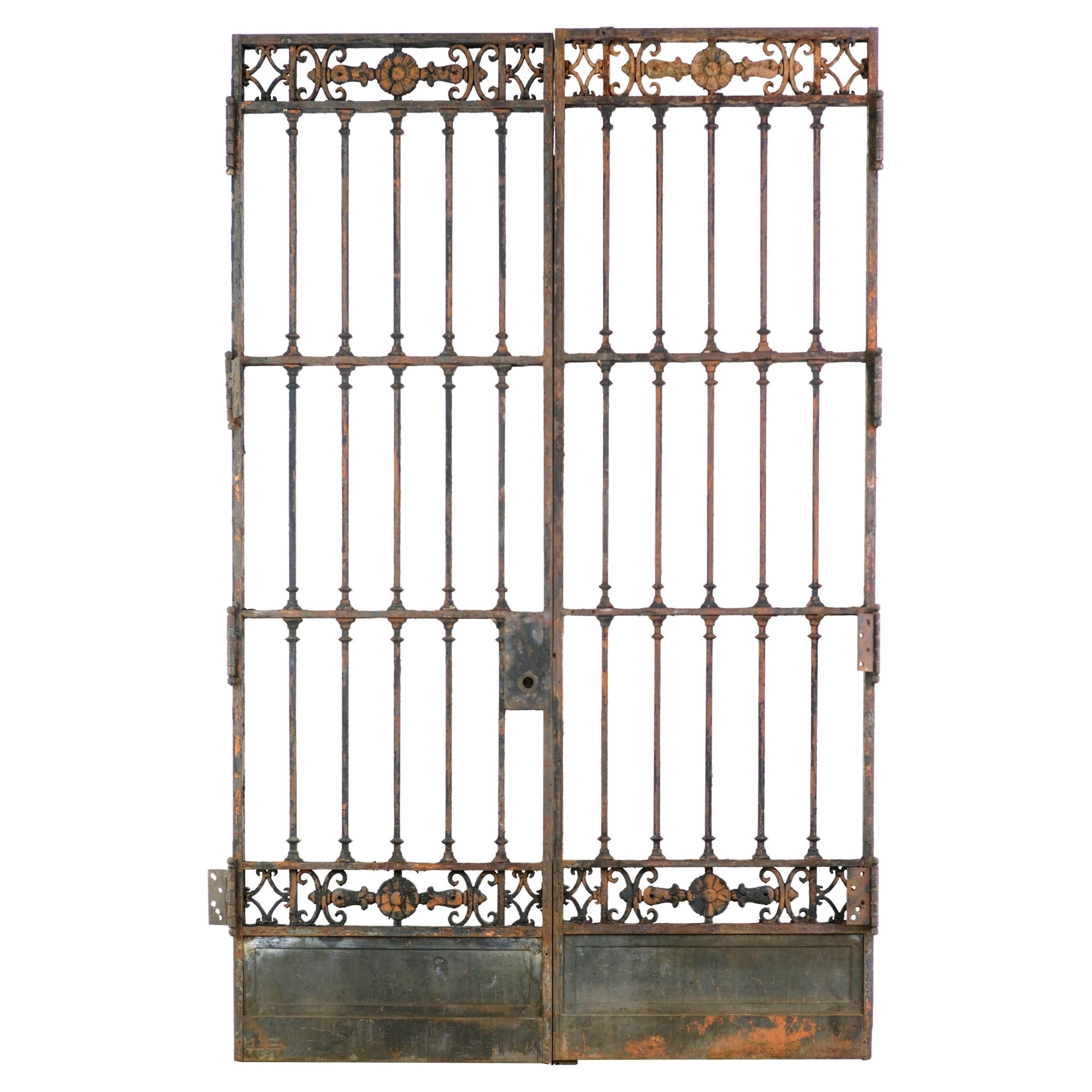 Pair of Ornate Wrought Iron Entry Gates, Wall Street, NYC For Sale