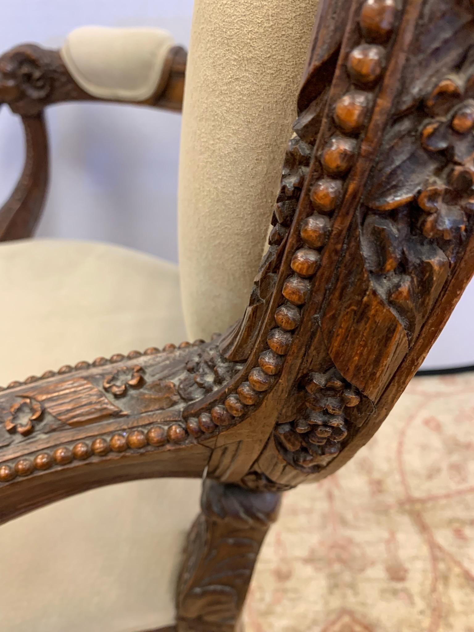 Pair of Ornately Carved Walnut Rams Head Chairs 4