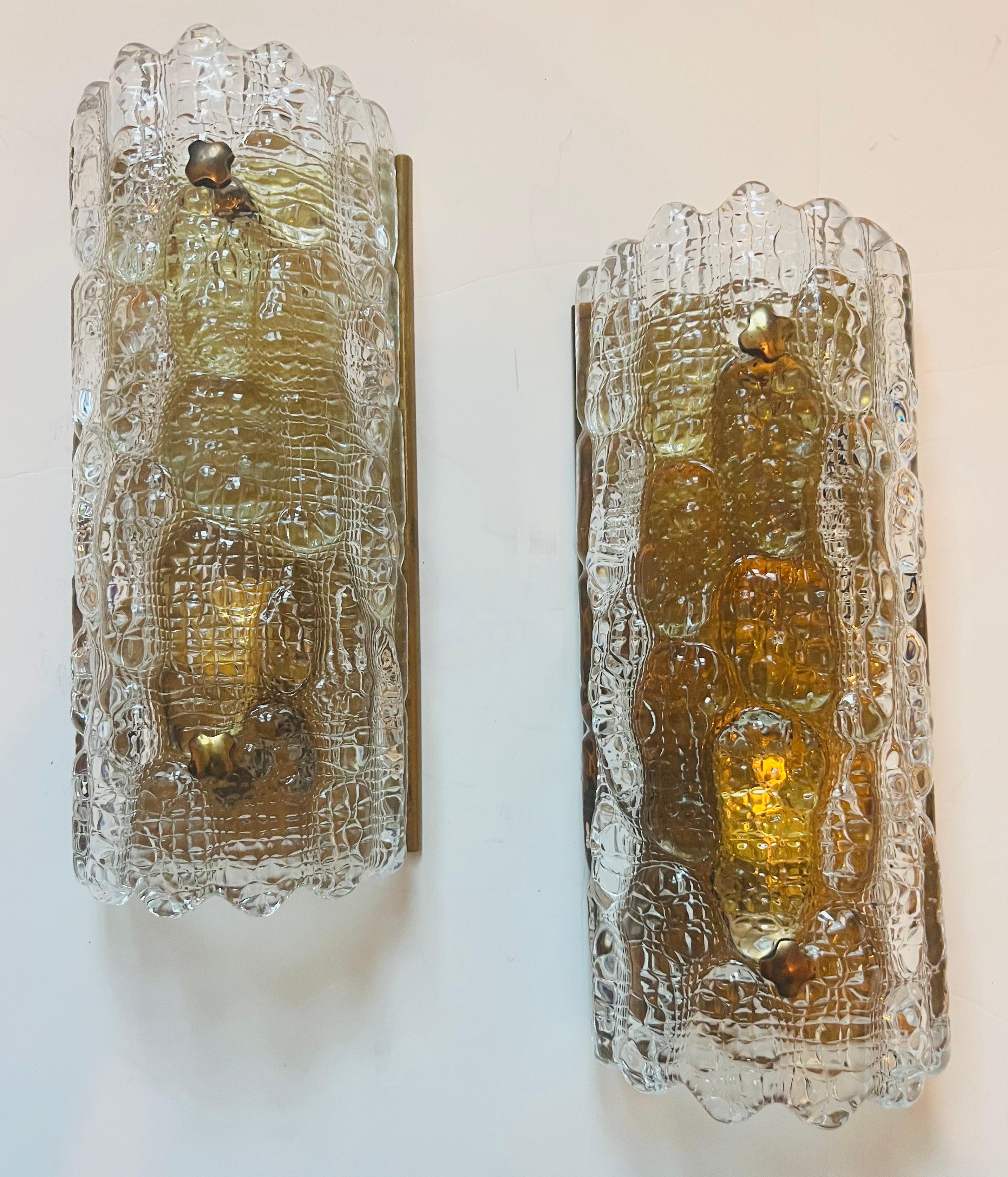 Pair of Orrefors Carl Fagerlund Crystal 1950s Swedish Wall Lamps For Sale 5