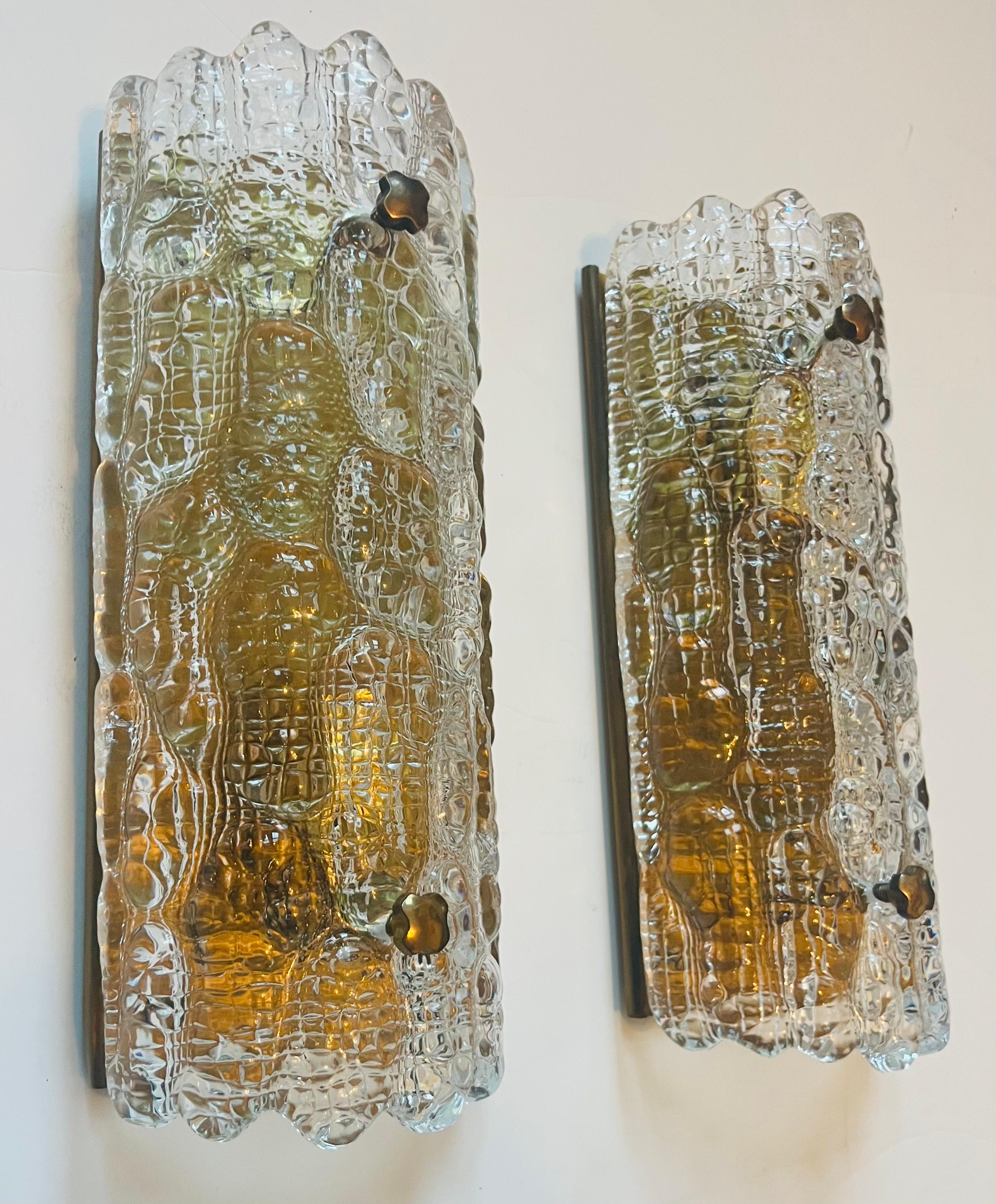 Pair of Orrefors Carl Fagerlund Crystal 1950s Swedish Wall Lamps For Sale 6