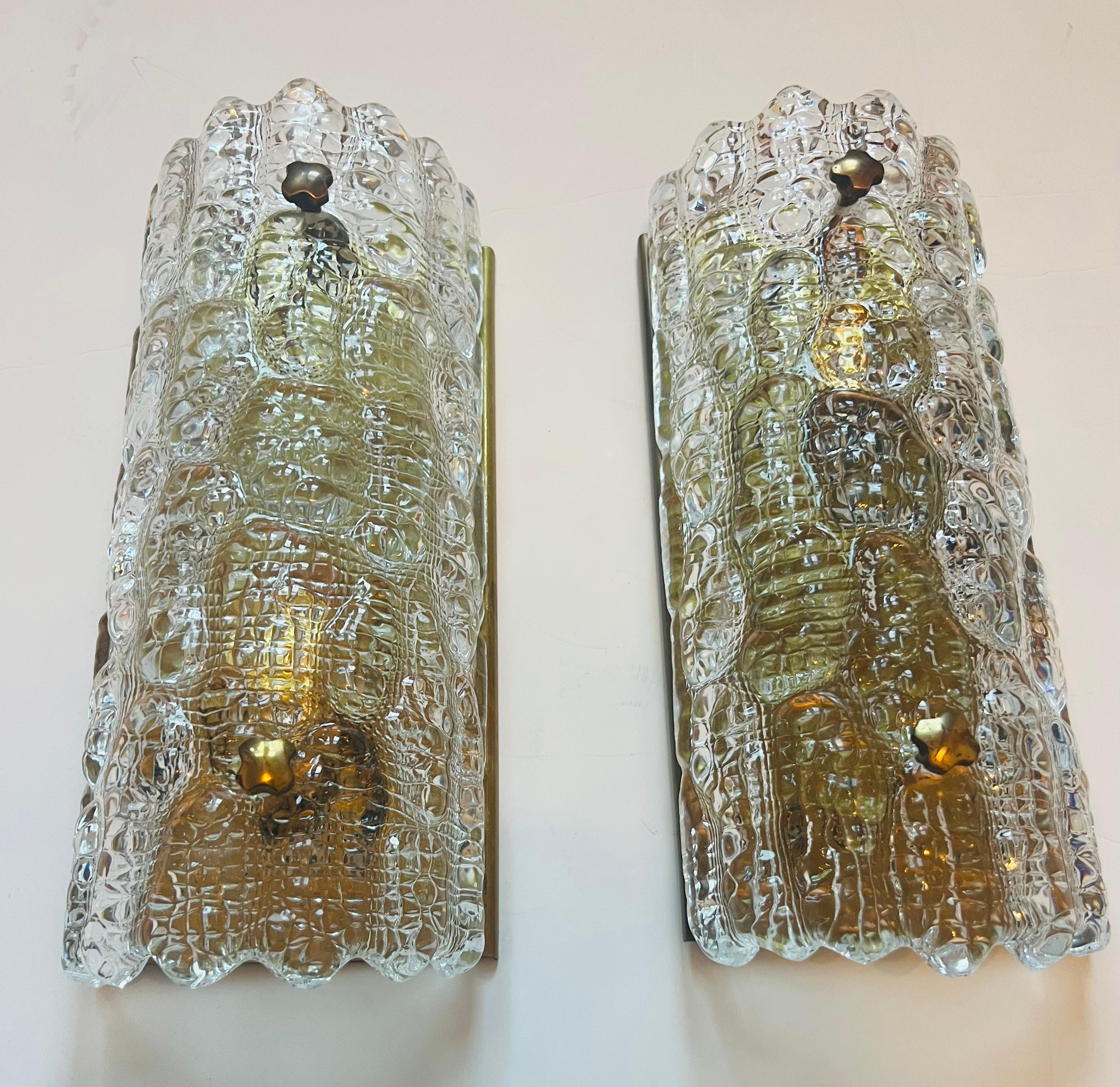 Pair of Orrefors Carl Fagerlund Crystal 1950s Swedish Wall Lamps For Sale 7