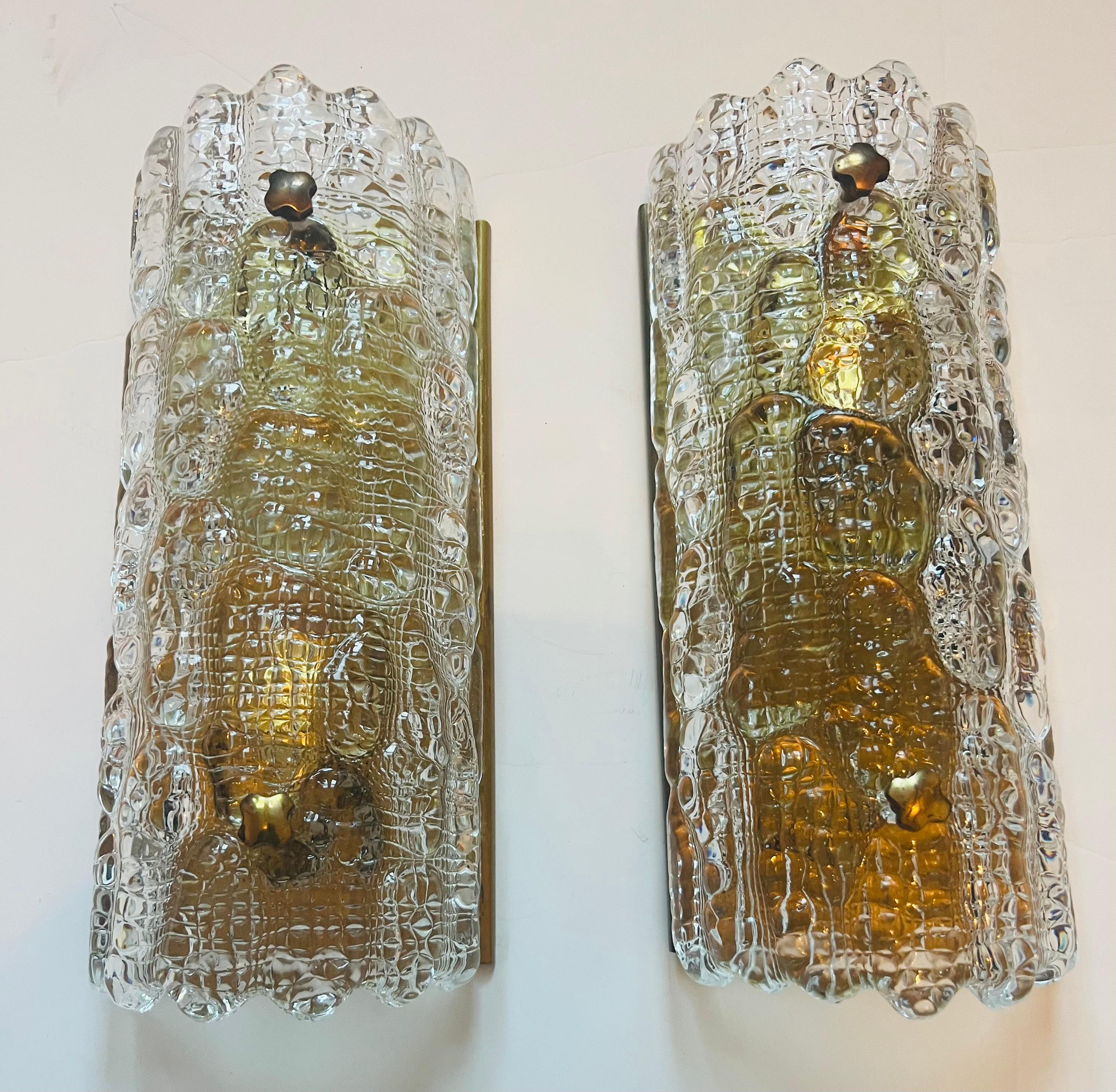 Pair of Orrefors Carl Fagerlund Crystal 1950s Swedish Wall Lamps For Sale 8