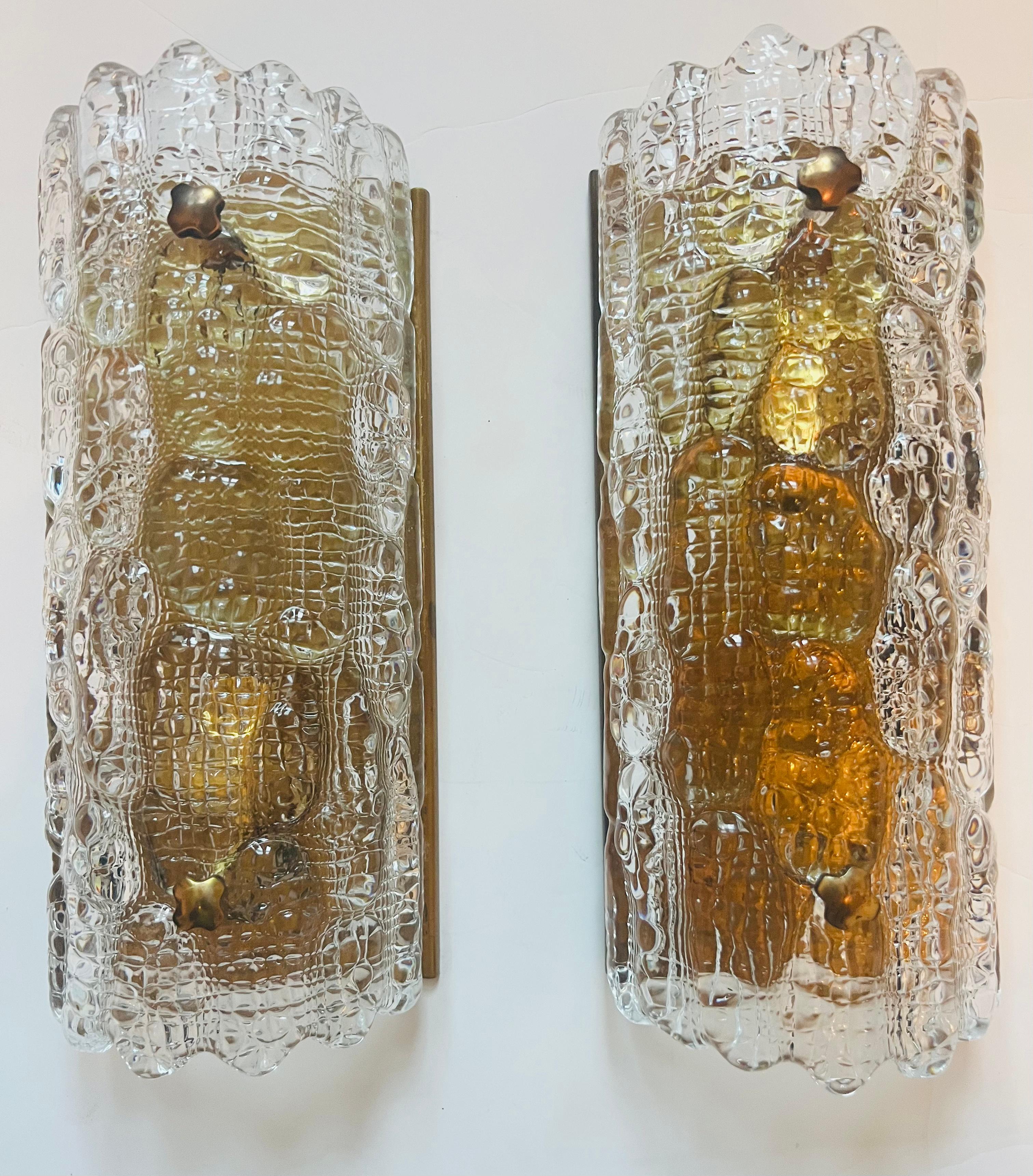 Pair of Orrefors Carl Fagerlund Crystal 1950s Swedish Wall Lamps For Sale 9