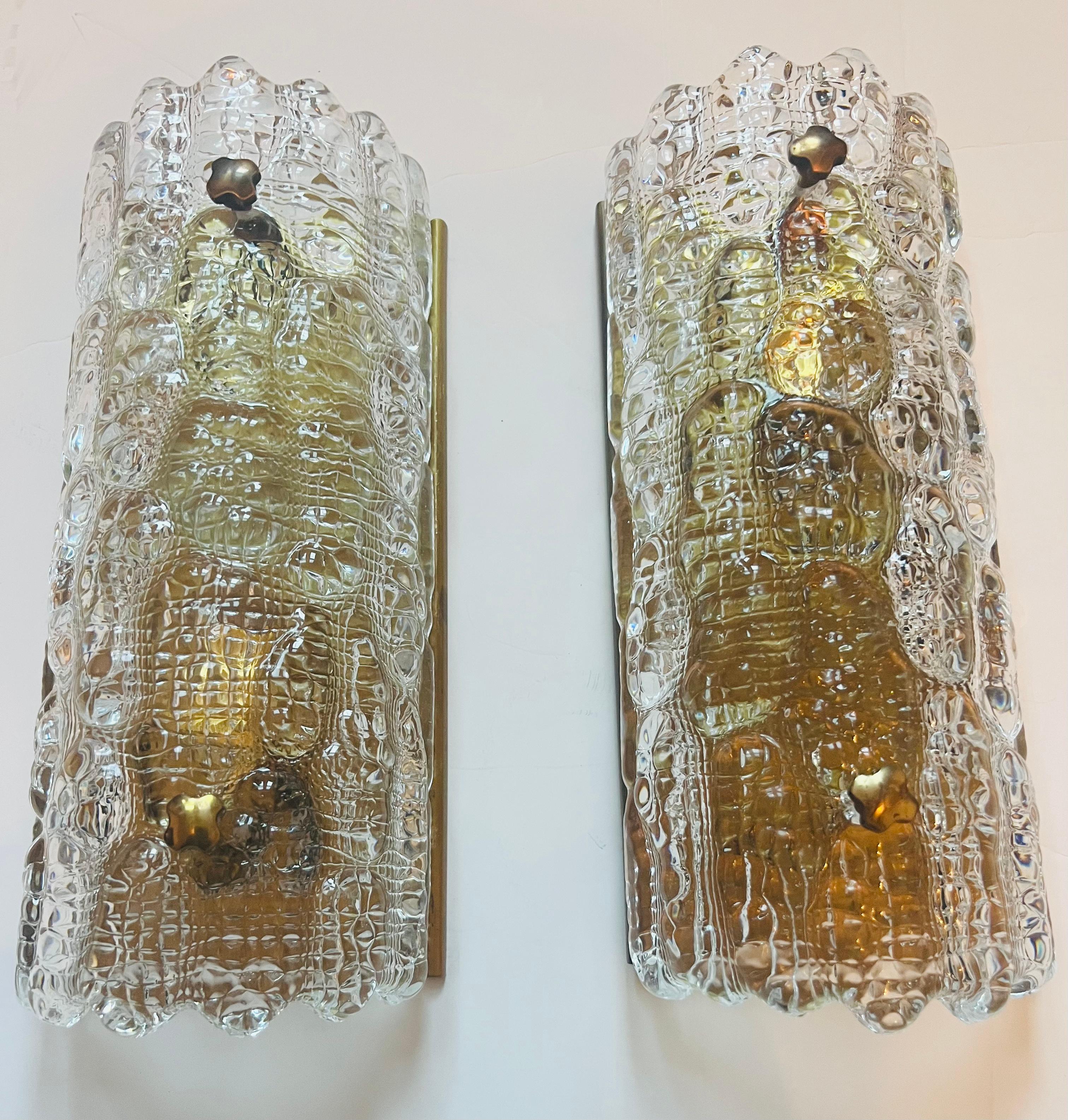 Paar Orrefors Carl Fagerlund Kristall 1950er Jahre Schwedische Wandlampen (Moderne der Mitte des Jahrhunderts) im Angebot
