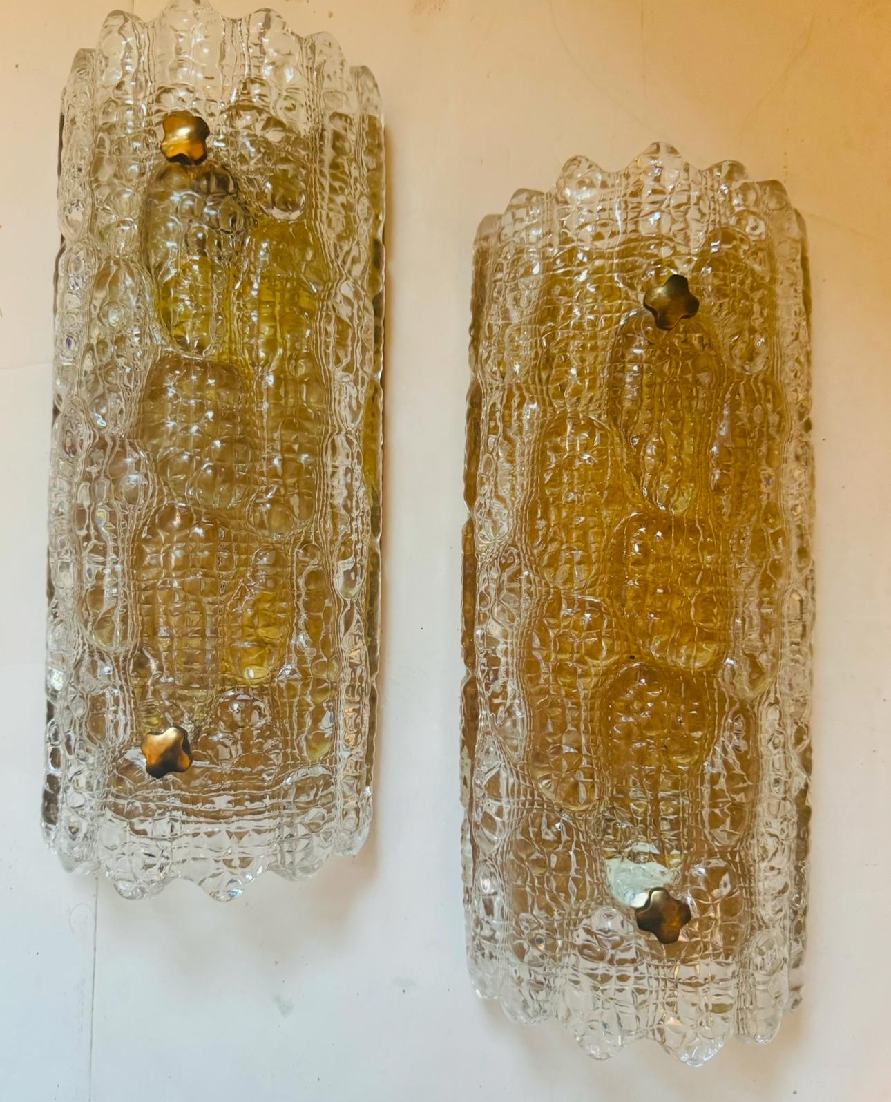 Coppia di lampade da parete svedesi degli anni '50 in cristallo di Orrefors Carl Fagerlund in vendita 1