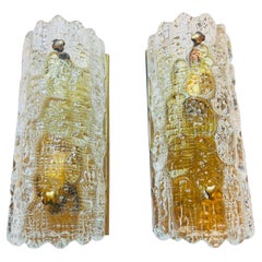 Pair of Orrefors Carl Fagerlund Crystal 1950s Swedish Wall Lamps