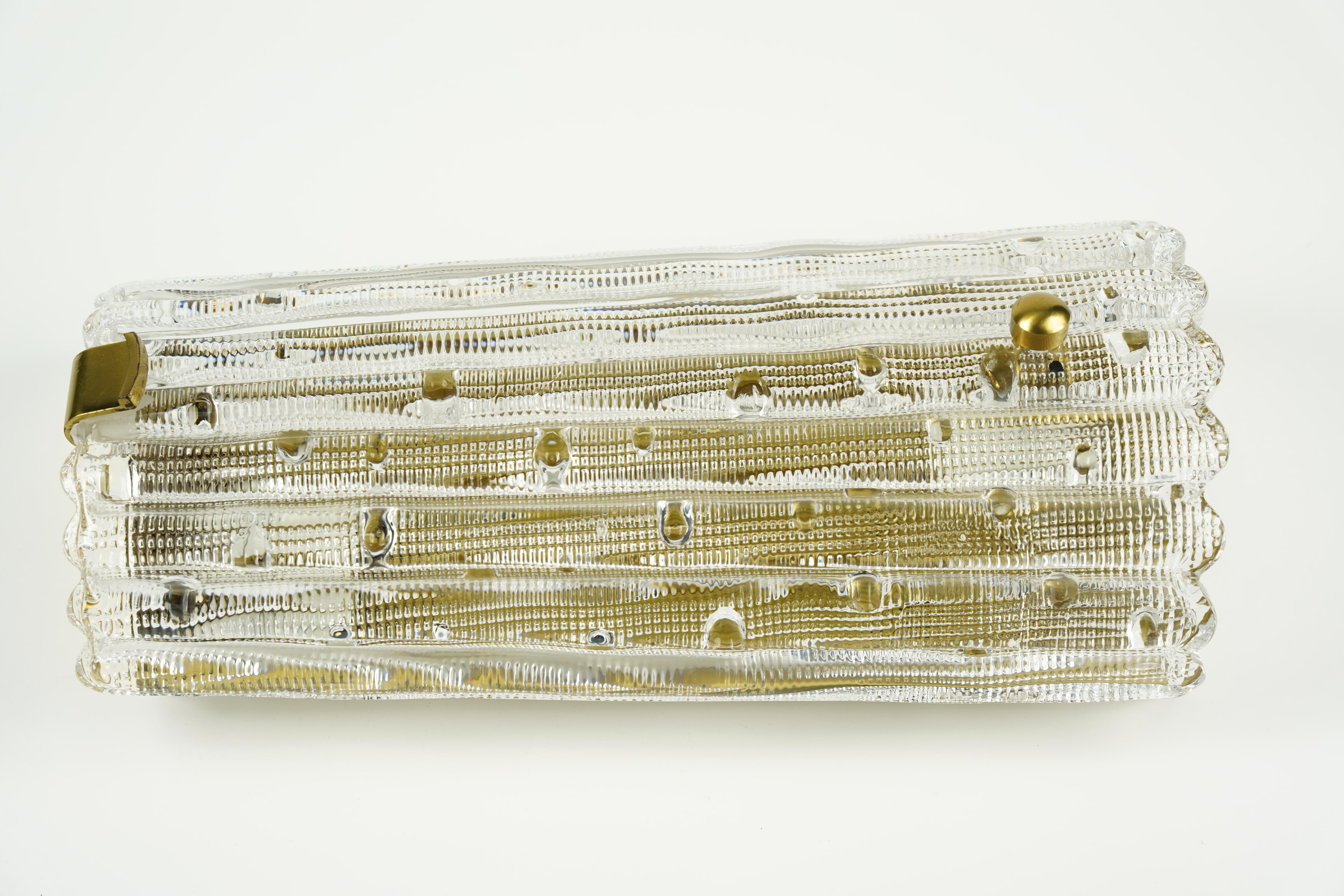 Paire d'appliques Orrefors en cristal et laiton de Carl Fagerlund, Suède, 1950 en vente 2