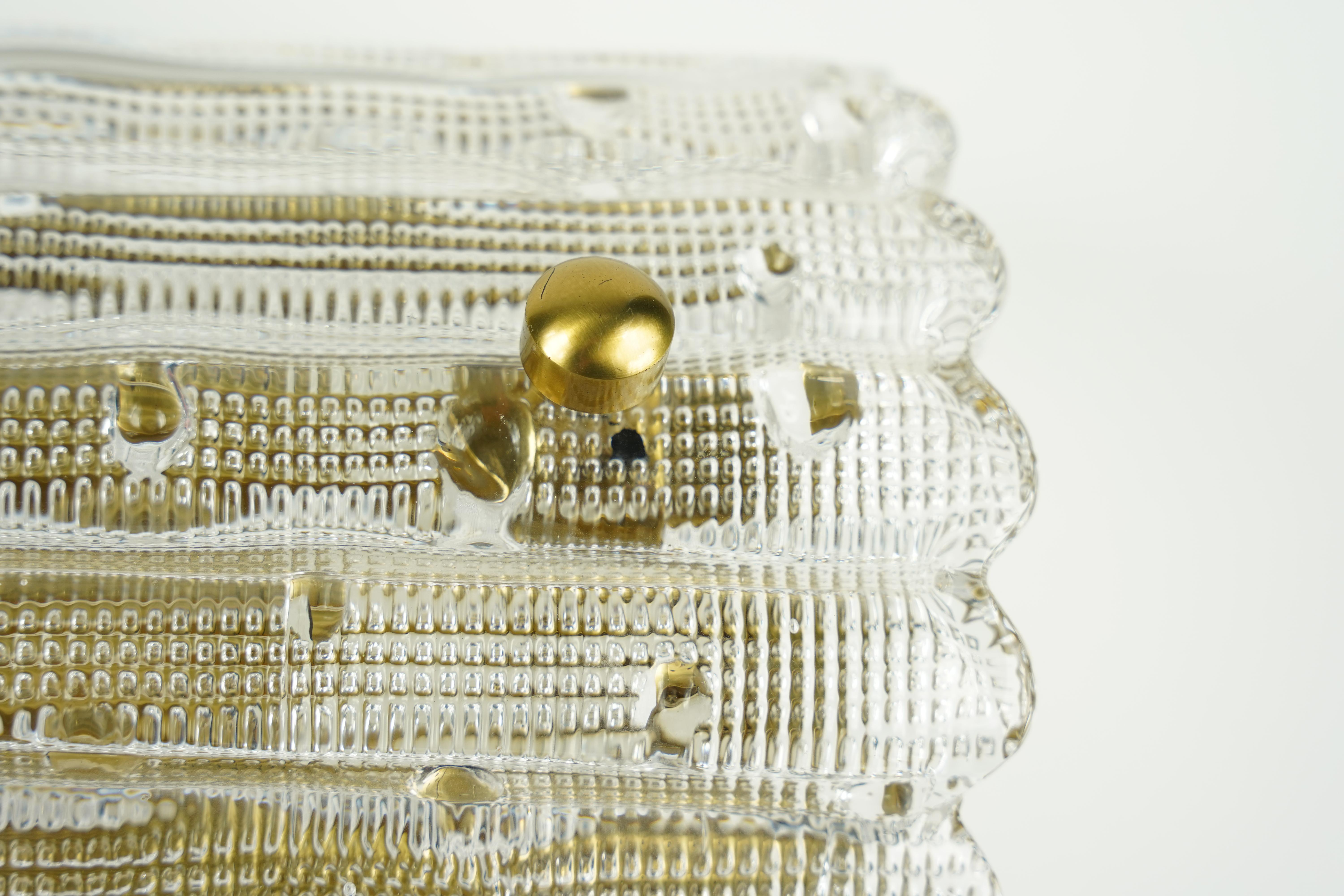 Paire d'appliques Orrefors en cristal et laiton de Carl Fagerlund, Suède, 1950 en vente 3