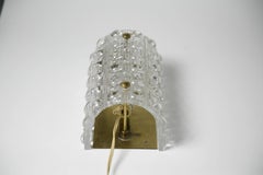Pair of Orrefors Crystal and Brass Sconces by Carl Fagerlund, Sweden, 1950