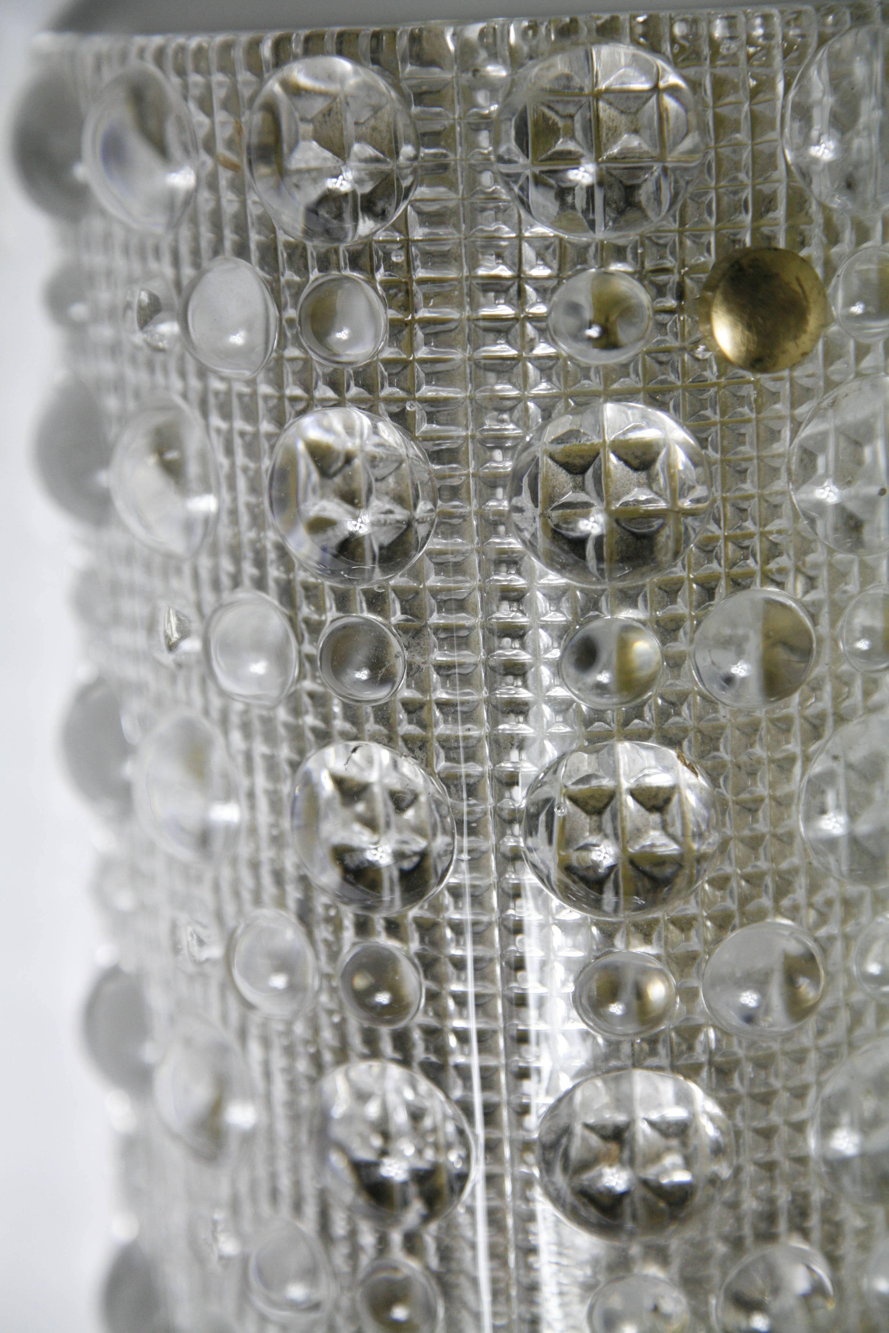 Cast Pair of Orrefors Crystal and Brass Sconces by Carl Fagerlund, Sweden, 1950 For Sale