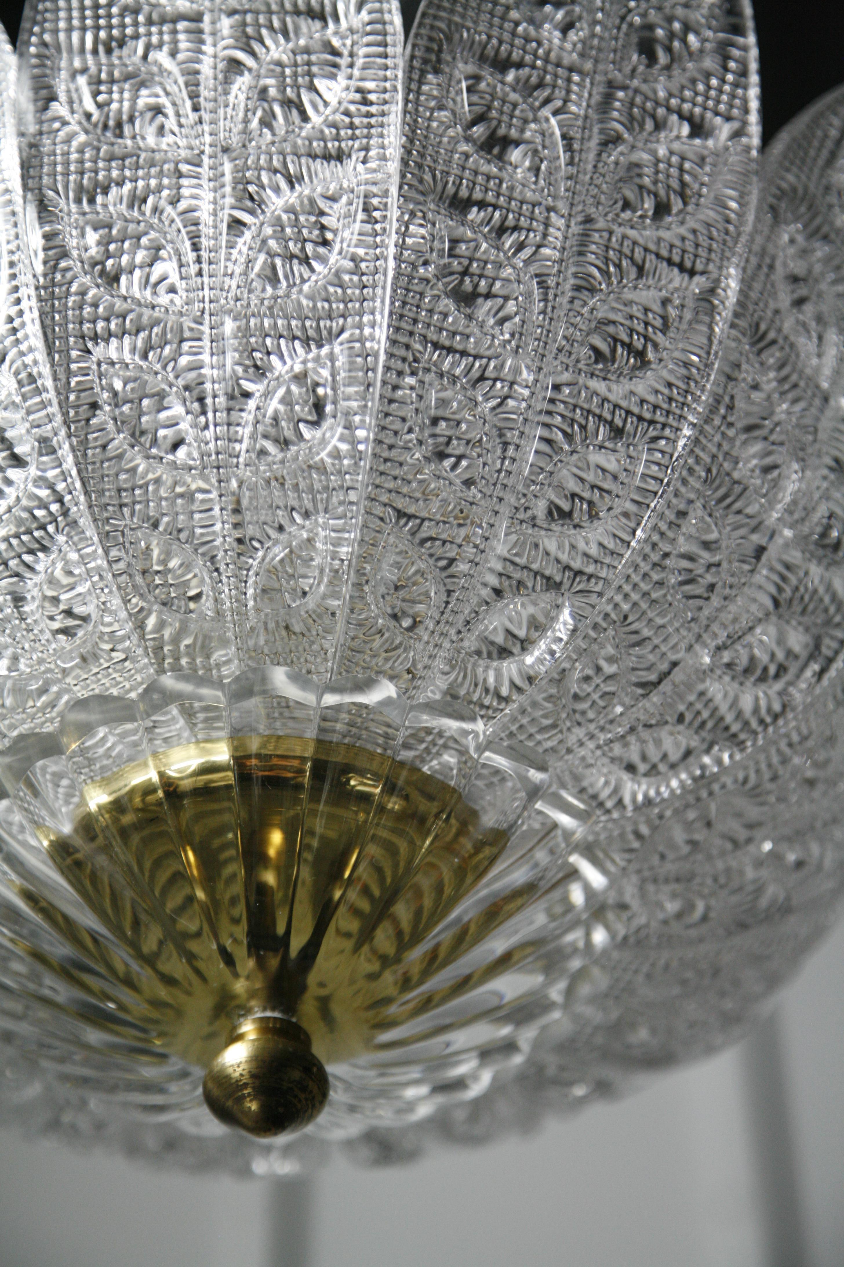 Pair of Orrefors Crystal Chandeliers in the Shape of Leaves, Sweden, 1960 For Sale 1