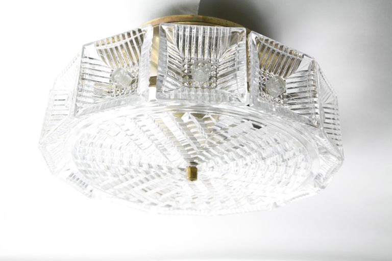 Pair of Orrefors Crystal Flush Mount Designed by Carl Fagerlund, Sweden, 1970 For Sale 5