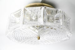Single Orrefors Crystal Flush Mount Designed by Carl Fagerlund, Sweden, 1970