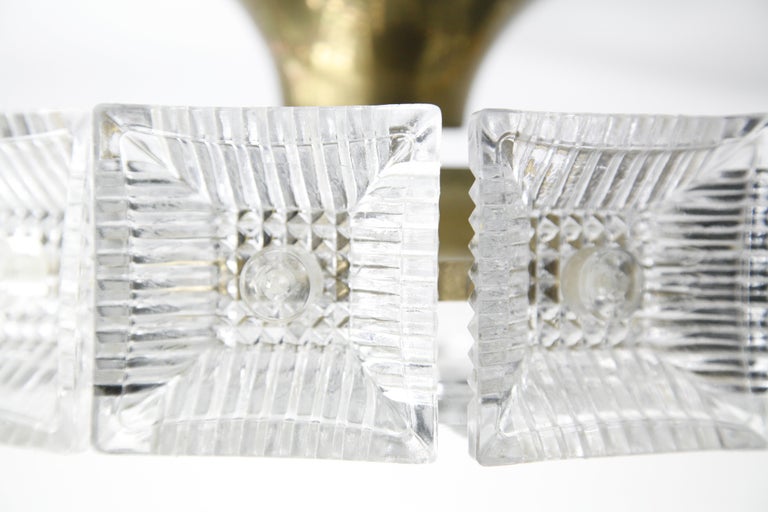 Pair of Orrefors Crystal Flush Mount Designed by Carl Fagerlund, Sweden, 1970 In Good Condition For Sale In Bronx, NY