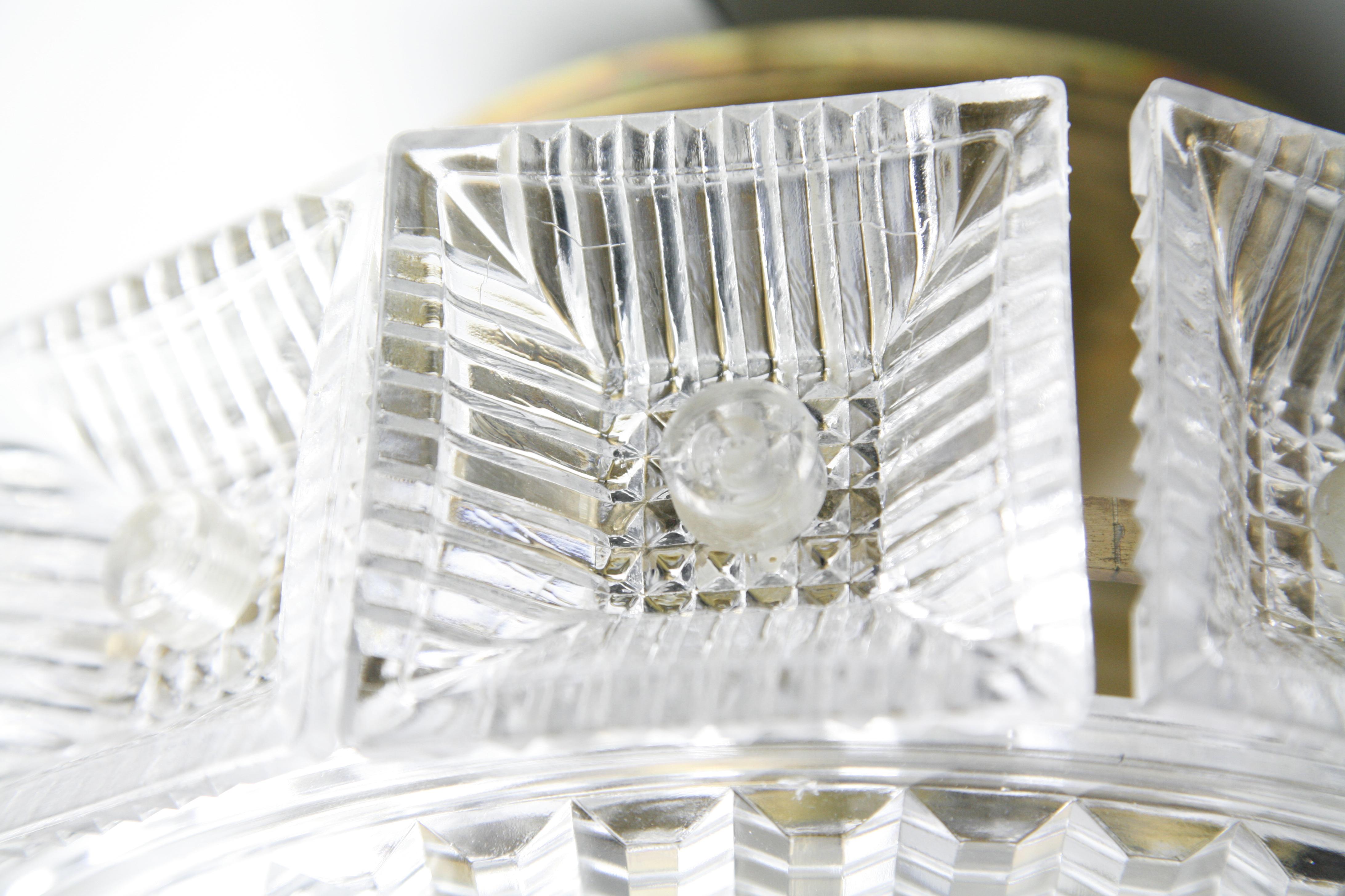 Late 20th Century Single Orrefors Crystal Flush Mount Designed by Carl Fagerlund, Sweden, 1970 For Sale