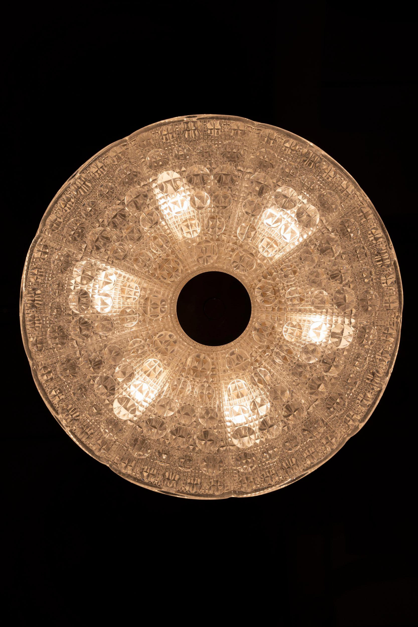 Coppia di lampade a sospensione in cristallo Orrefors di Carl Fagerlund per Lyfa, Danimarca anni '60 in vendita 5