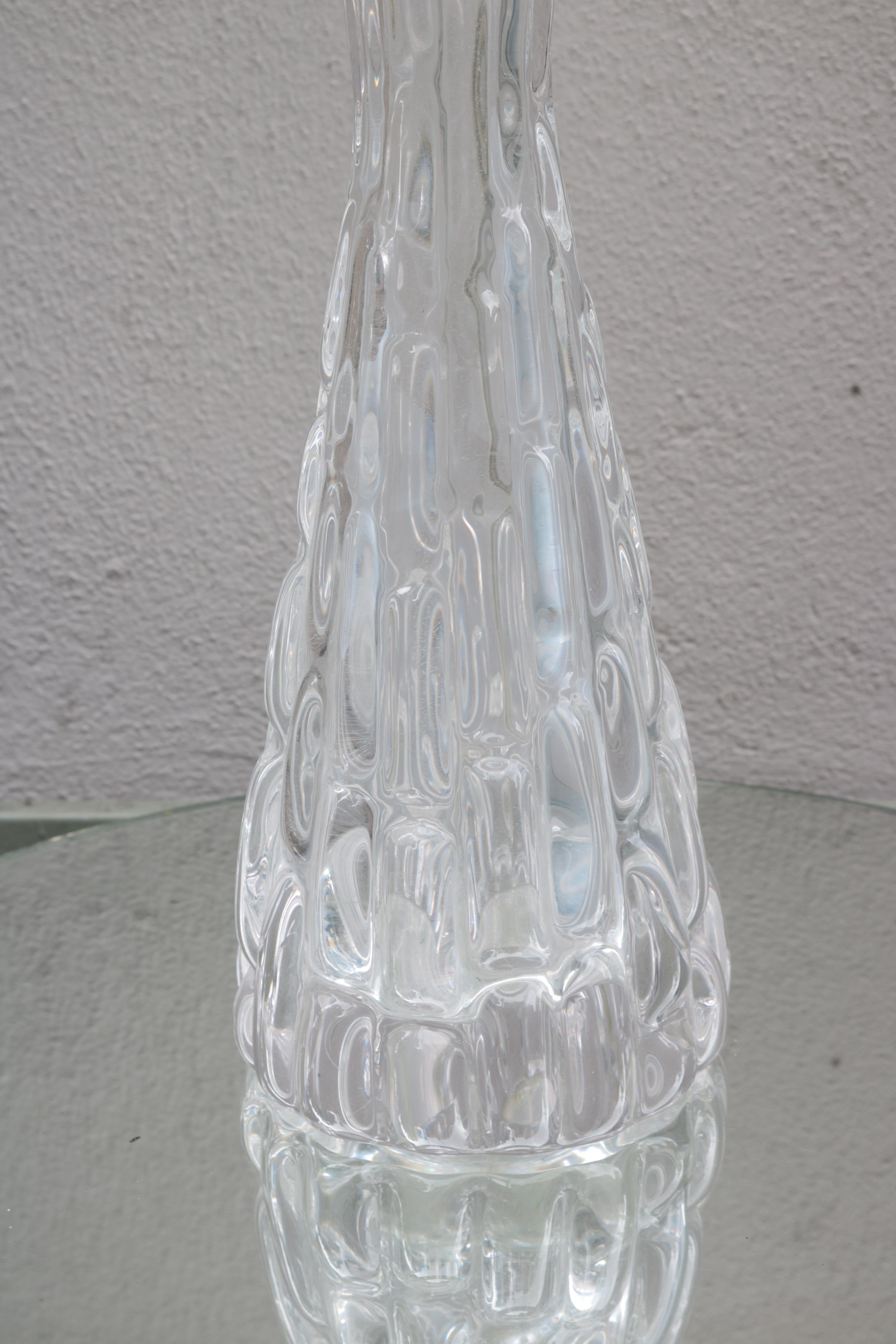 Modern Pair of Orrefors Crystal Table Lamps