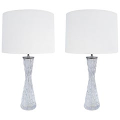 Pair of Orrefors Crystal Table Lamps