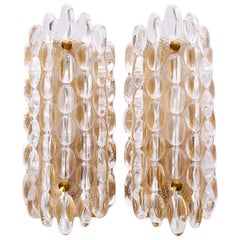 Pair of Orrefors Crystal Wall Lights or Sconces Designed by Carl Fagerlund