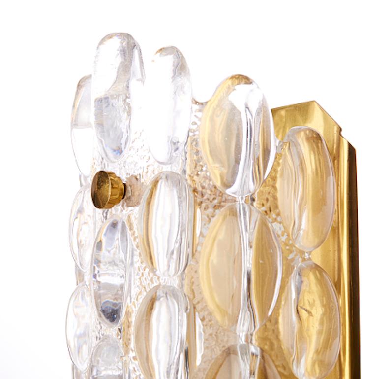 Scandinavian Modern Pair of Orrefors Crystal Wall Lights or Sconces Designed by Carl Fagerlund