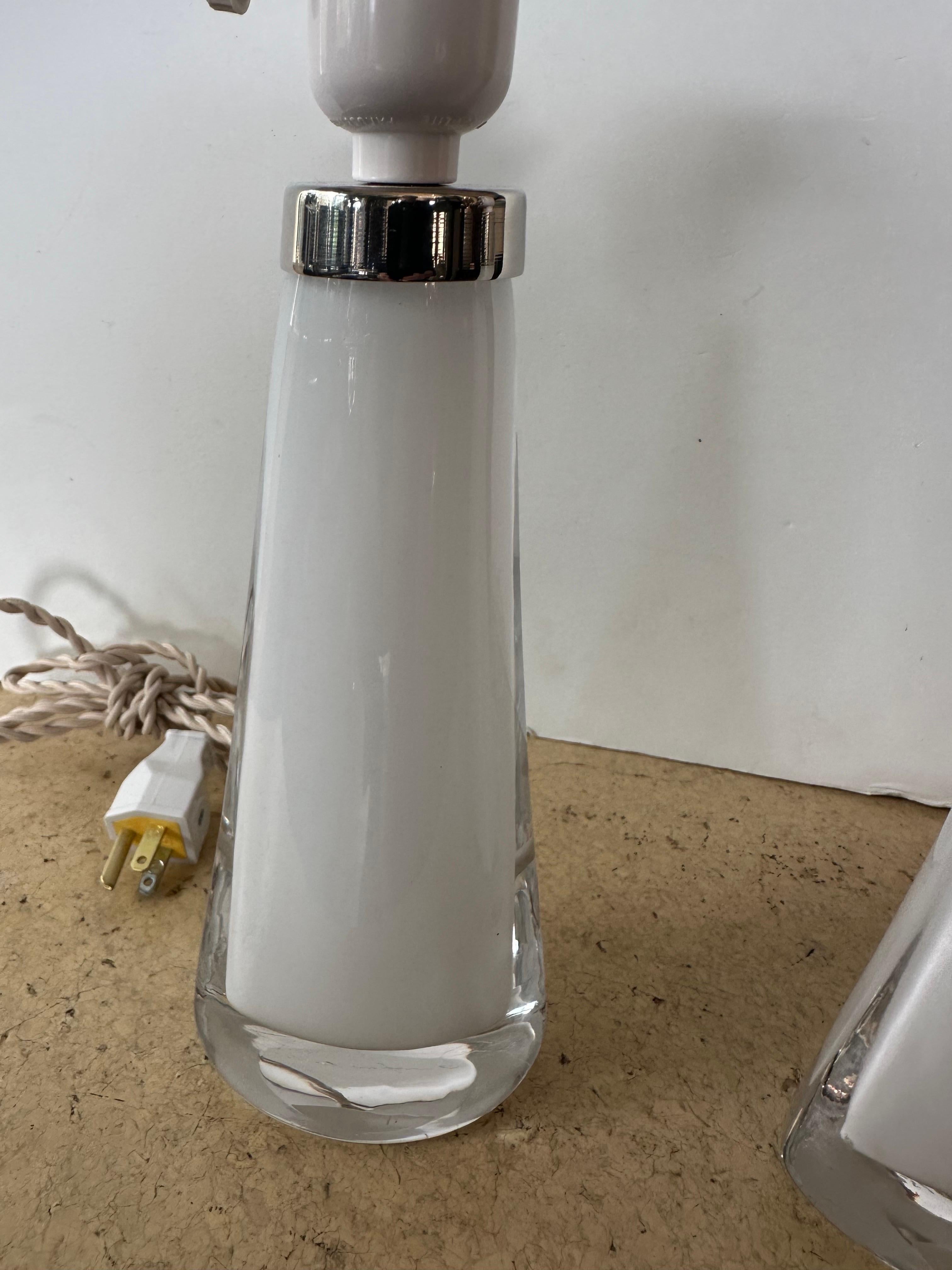 Milieu du XXe siècle Paire de lampes en verre Orrefors par Carl Fagerlund en vente