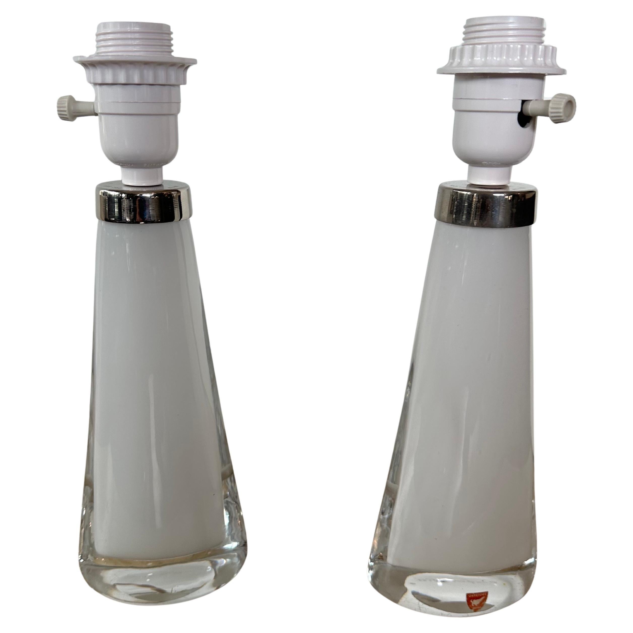 Paire de lampes en verre Orrefors par Carl Fagerlund en vente