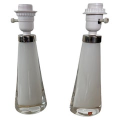 Pair of Orrefors Glass Lamps by Carl Fagerlund
