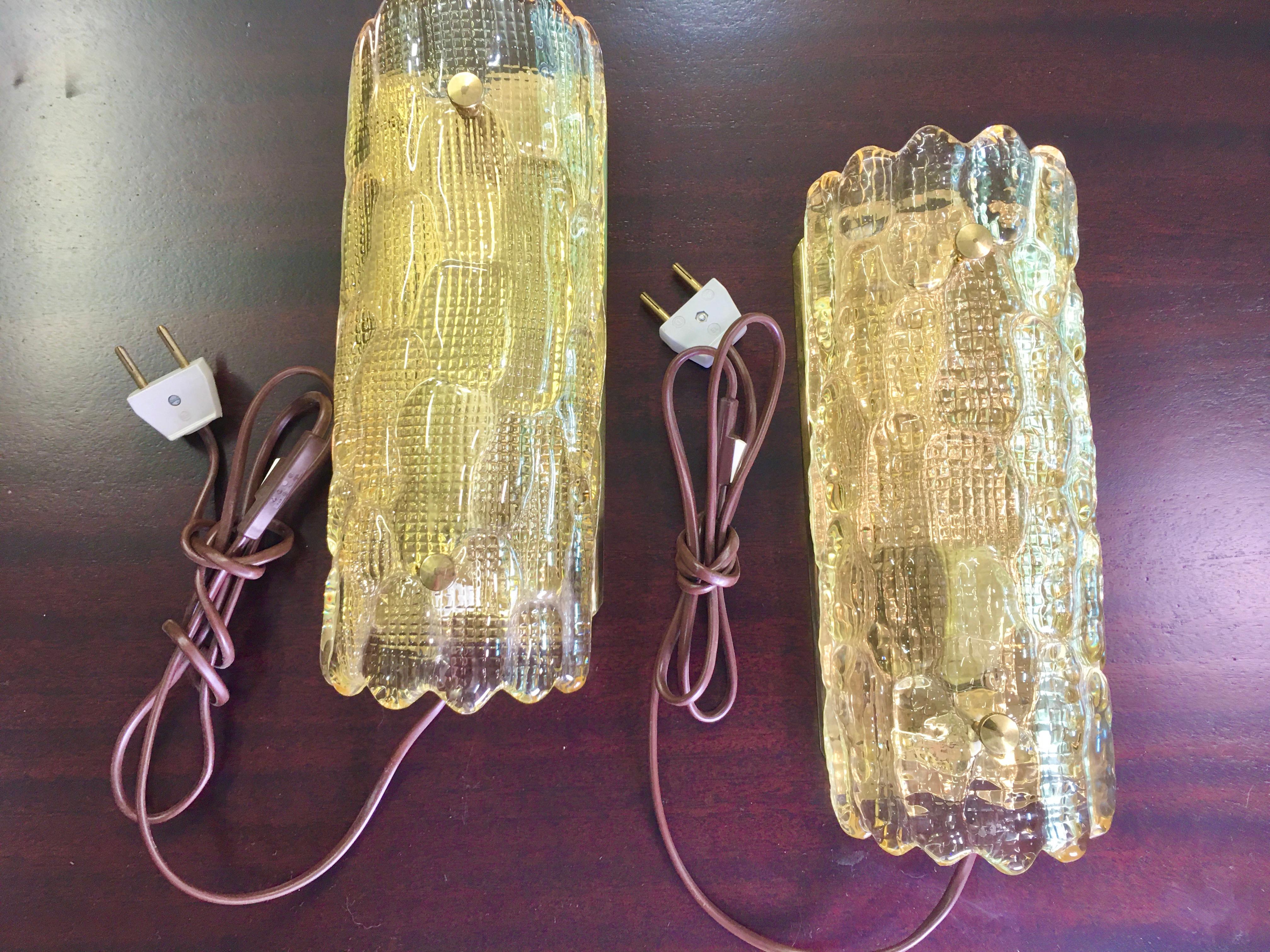 Pair of Orrefors Glass Wall Lights / Sconces by Carl Fagerlund  12