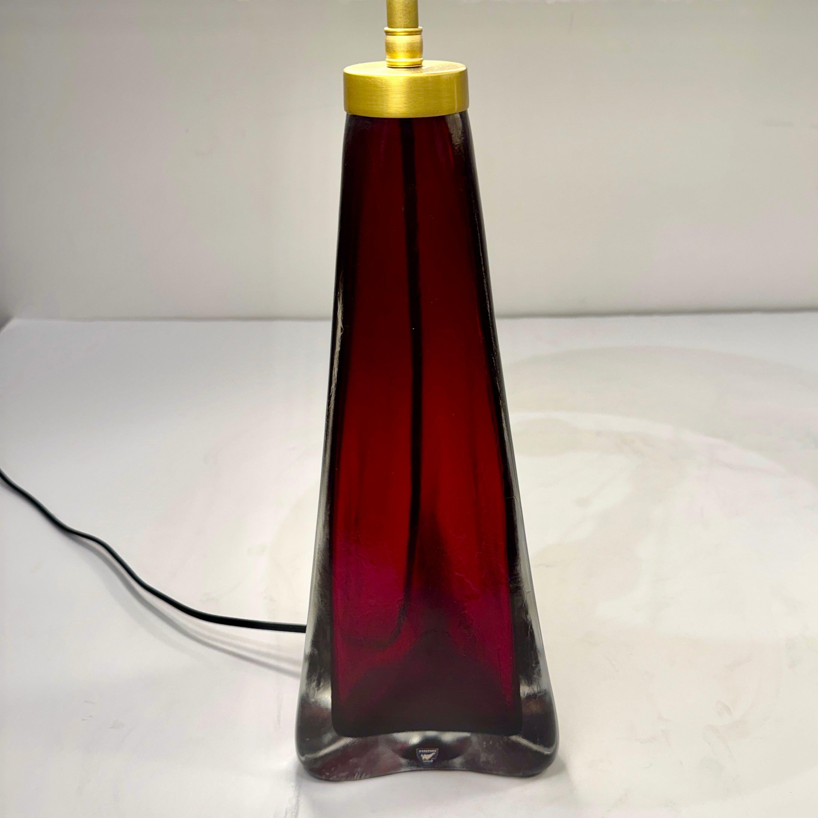 Paire de lampes de table en verre d'art moderniste Orrefors en vente 1