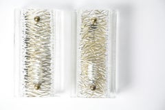 Pair of Orrefors Sconces Brass and Glass Shades by Orrefors Sweden, 1970