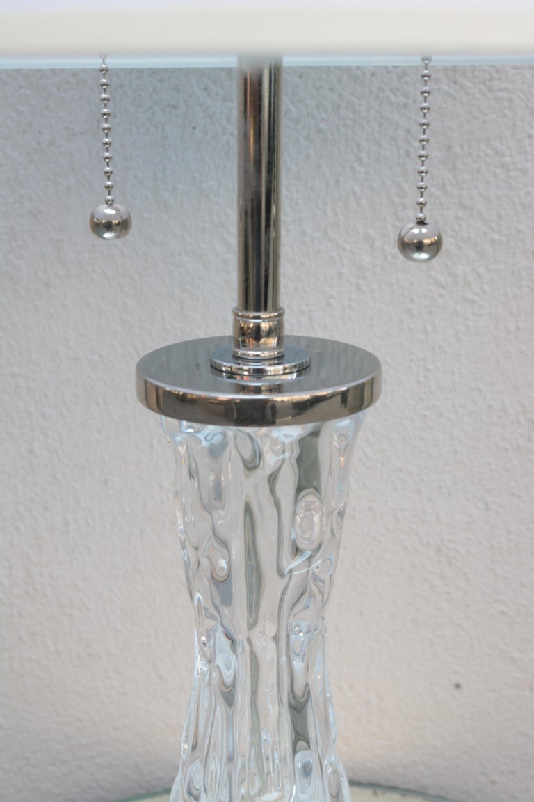 Pair of Orrefors Small Crystal Table Lamps For Sale at 1stDibs