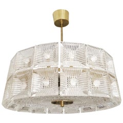 Pair of Orrefors Two-Tier Chandelier by Carl Fagerlund