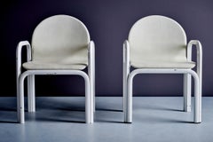 Orsay Armchairs by Gae Aulenti for Knoll, White Leather, Italy, 1975