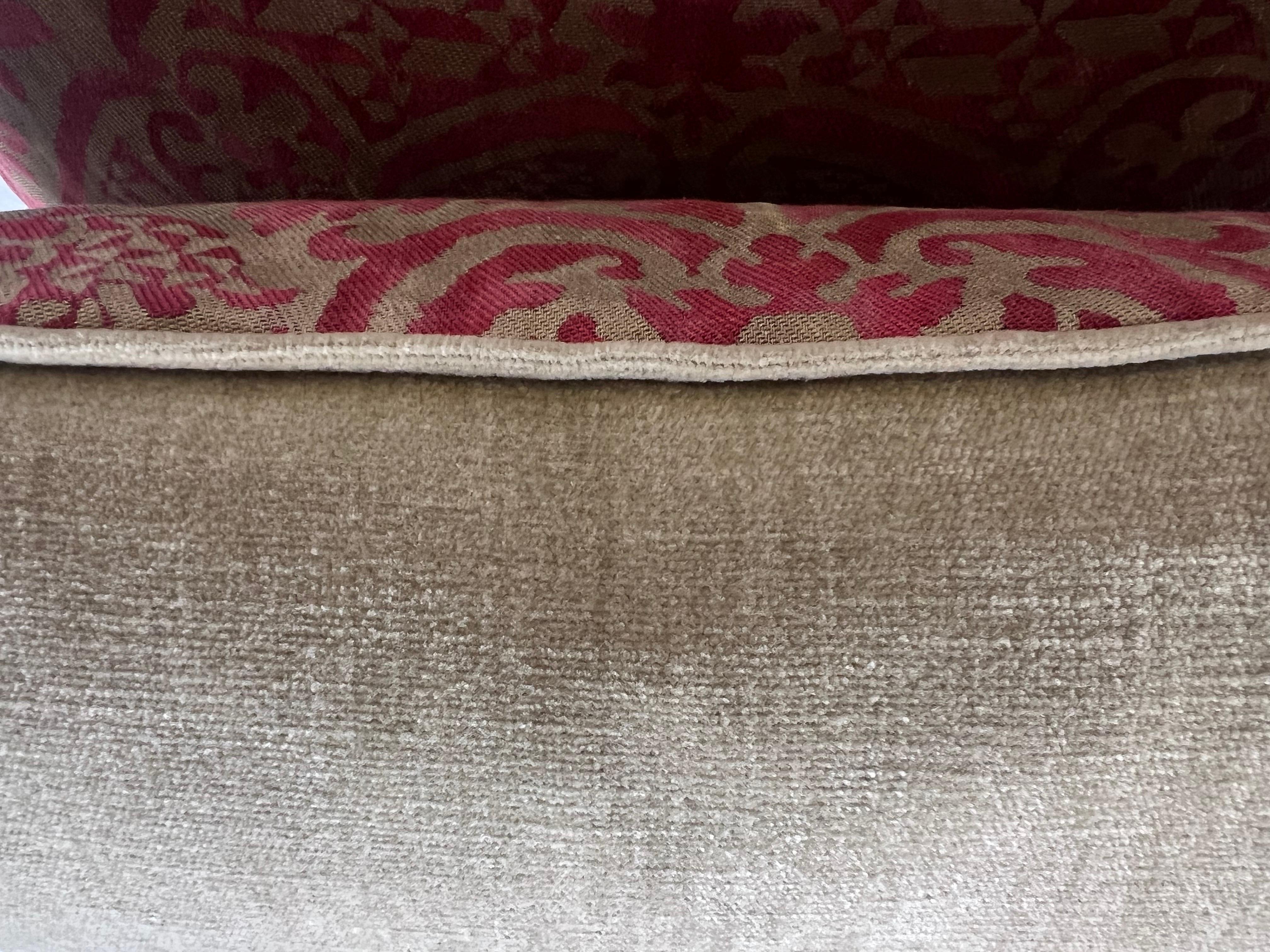 20th Century Pair of Orsini Patterned Fortuny Textile Pillows w/ Velvet Backs