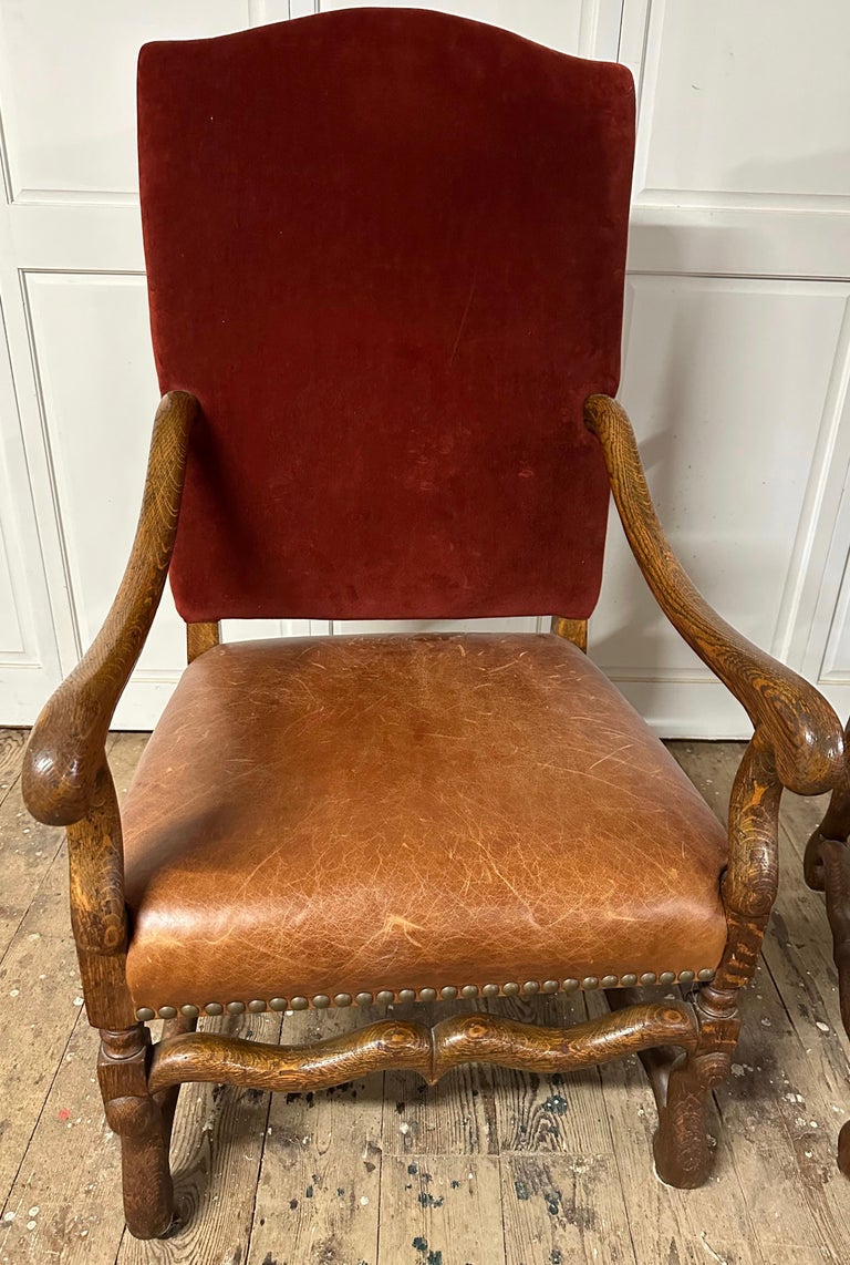 Wood Pair of Os de Mouton Arm Chairs For Sale