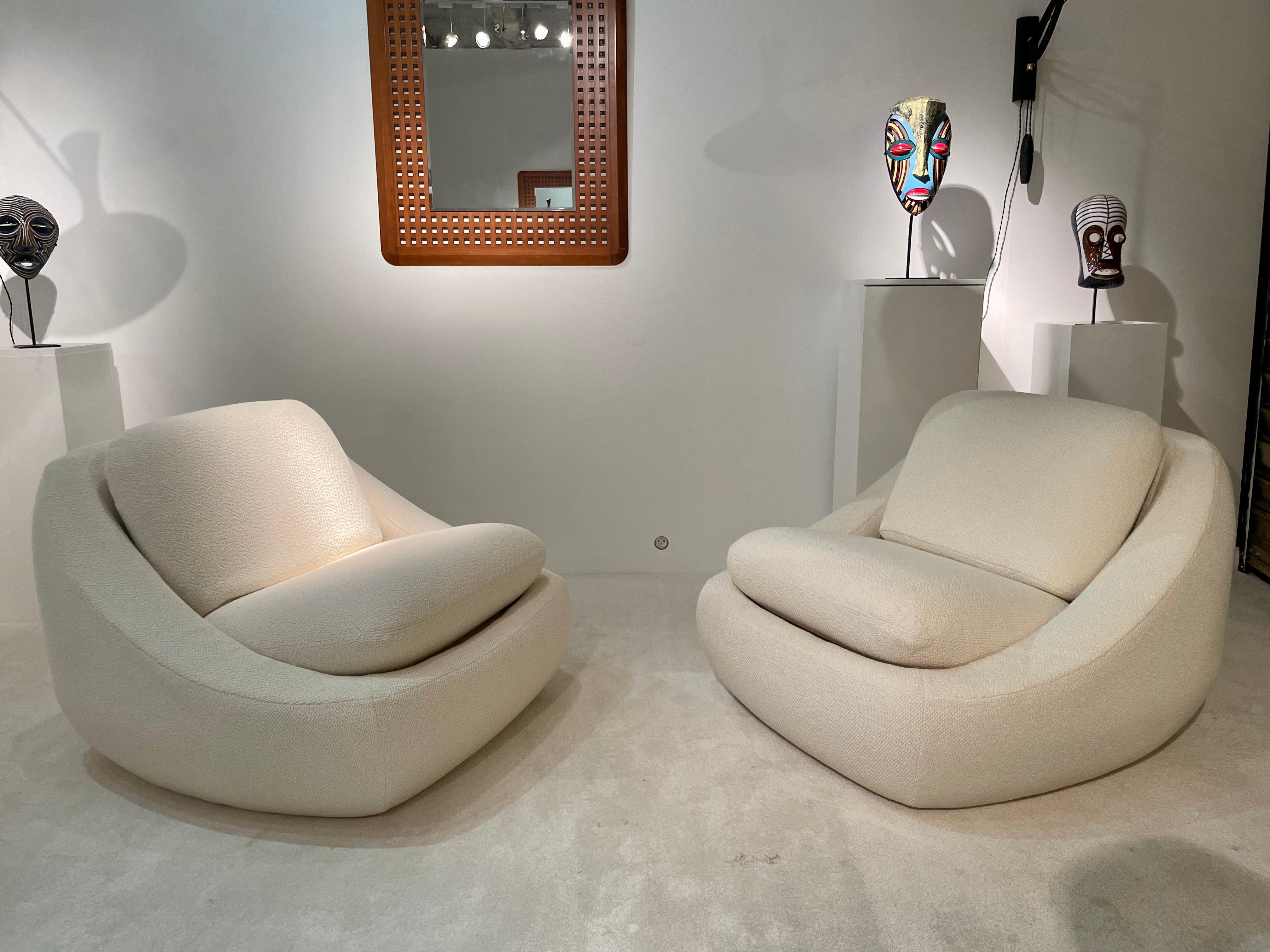 Fabric Pair of Osaka Armchairs by Boris Burov For Sale