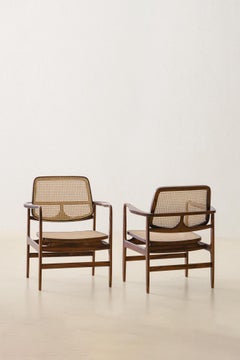 Paire de fauteuils Oscar de Sergio Rodrigues, design brésilien du milieu du siècle dernier, 1956